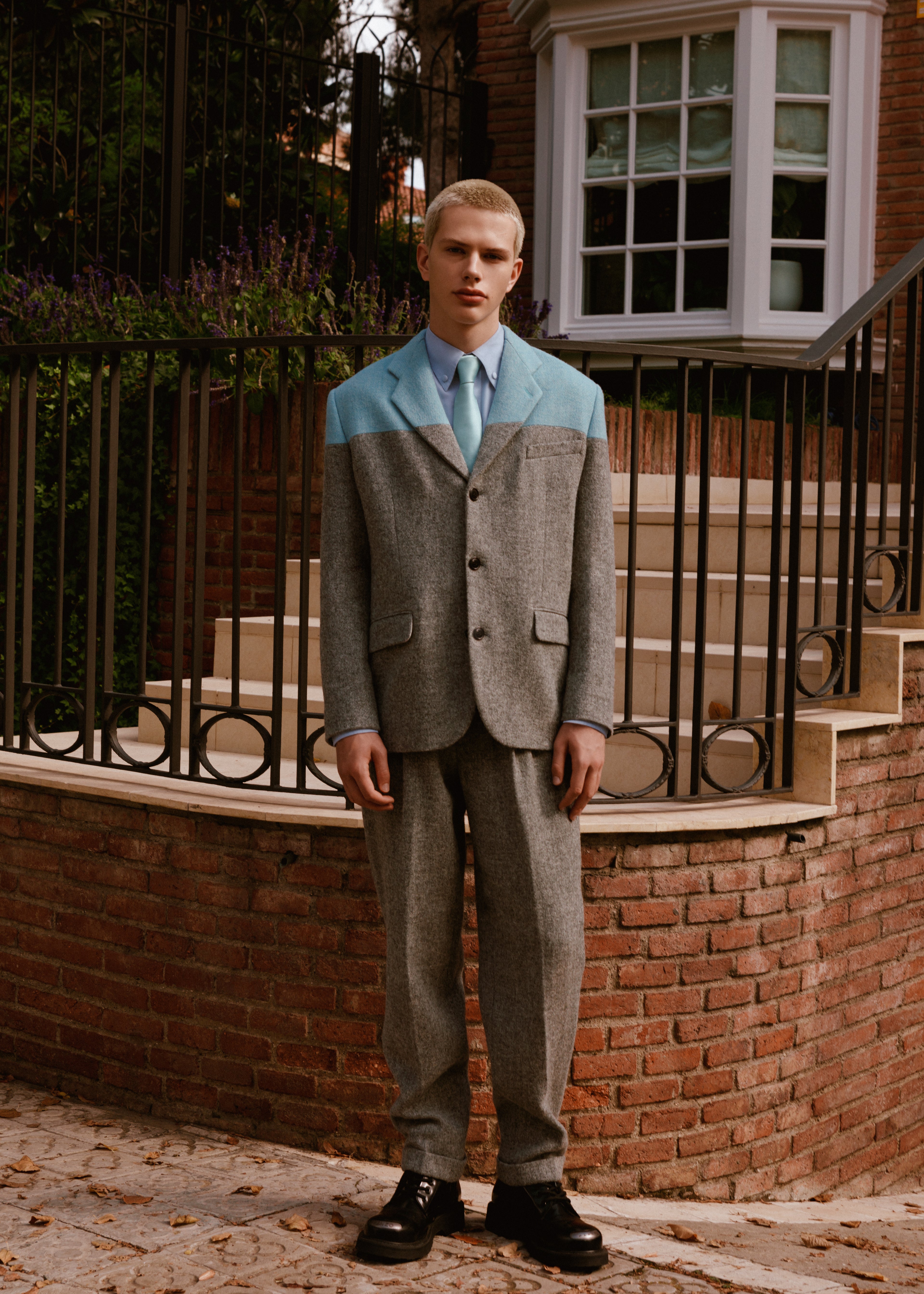 Shirt, jacket, pants, boots, all Kenzo.