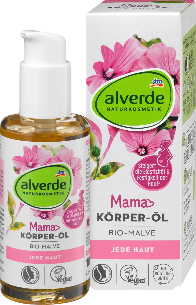 Mama tělový olej bio sléz Alverde Naturkosmetik, 100 ml, DM, prodává dm, 109 Kč