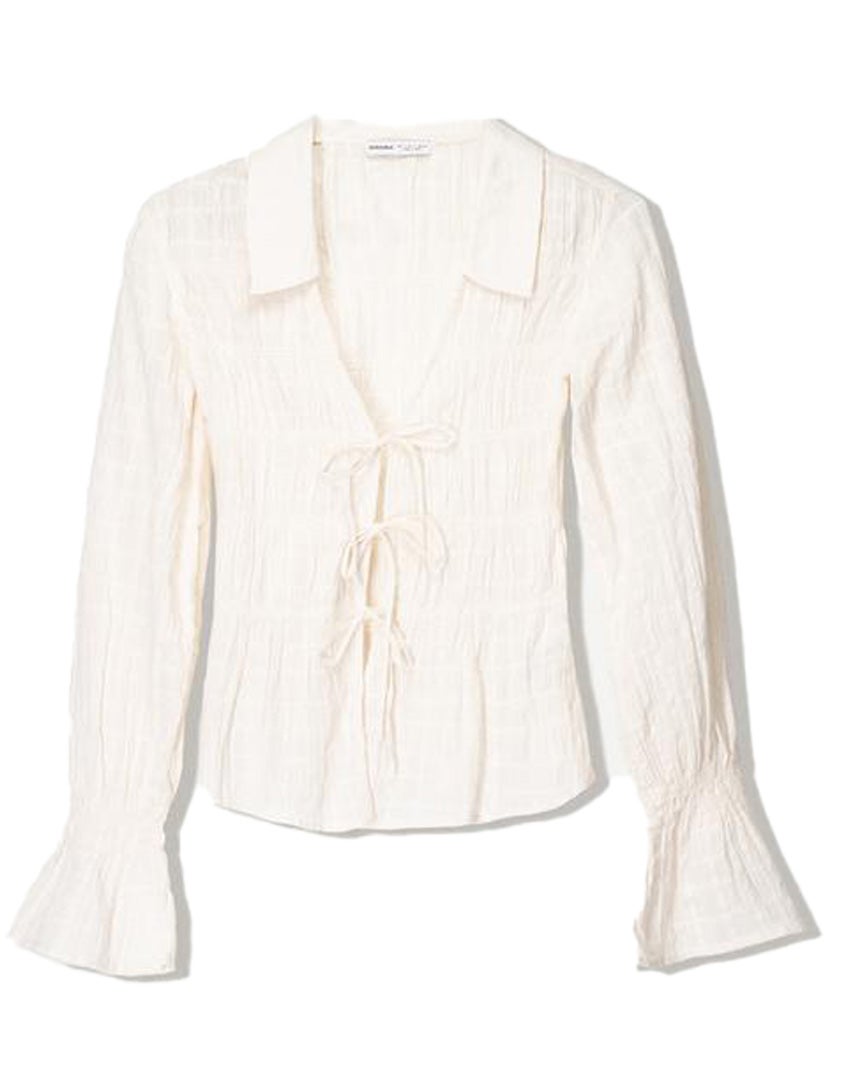 Rustikální košile s nabíráním, BERSHKA, prodává Bershka, 549 Kč