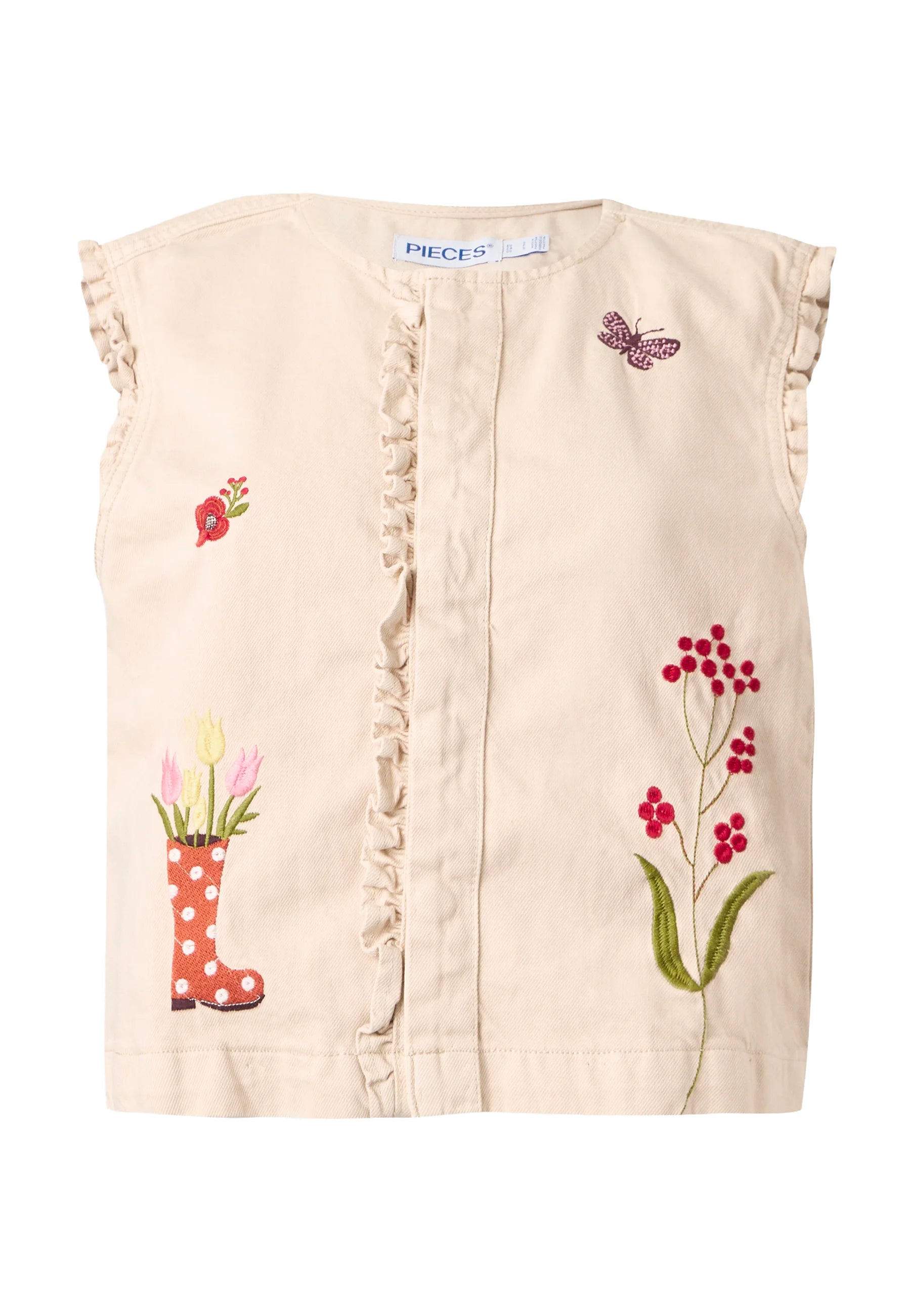 Ecru vesta, PIECES, prodává Zalando, 1 220 Kč
