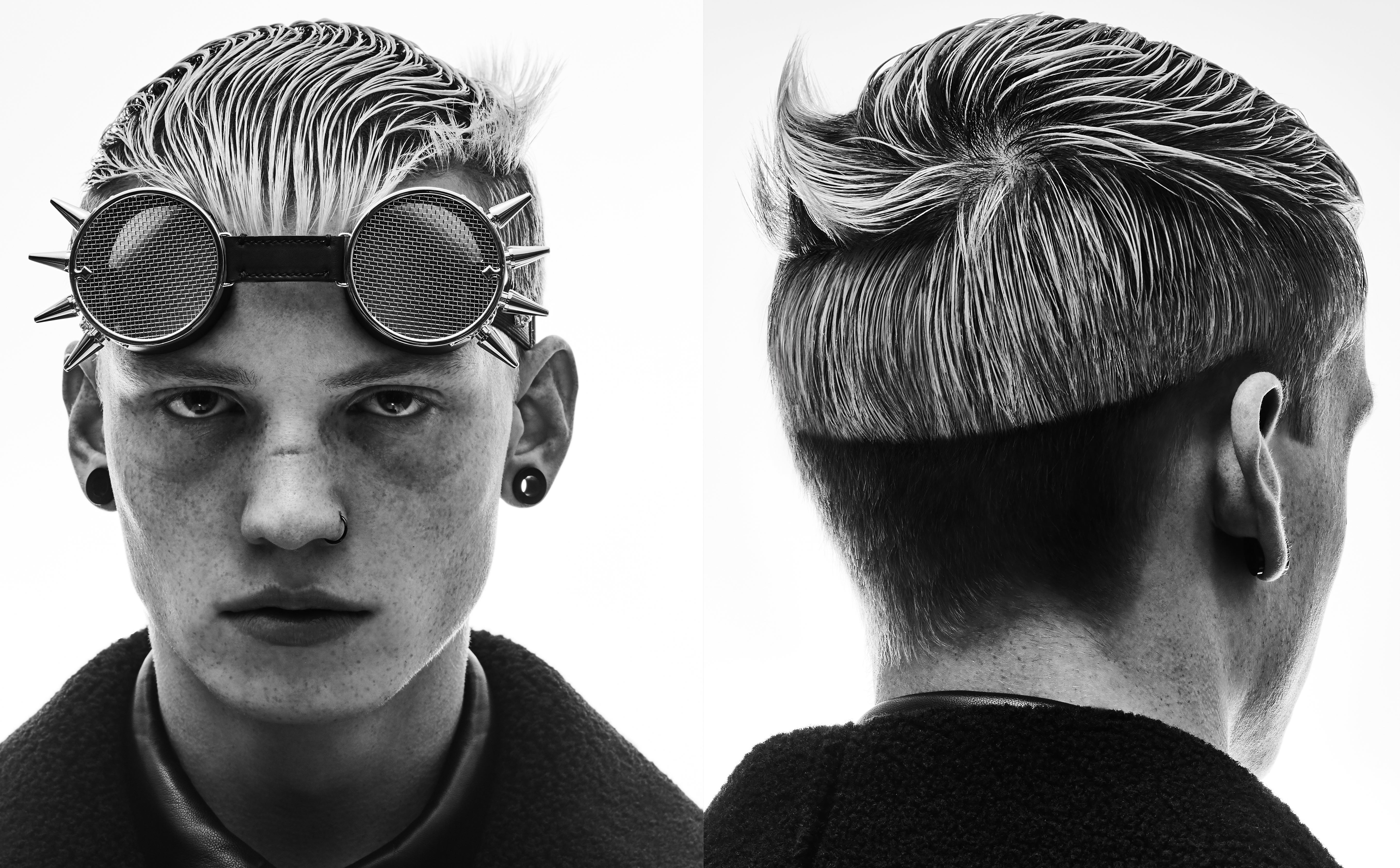 Kabát, Dsquared2; košile, Acne Studios; sluneční brýle, Gucci. Kabát, Dsquared2; košile, Acne Studios; sluneční brýle, Gucci.