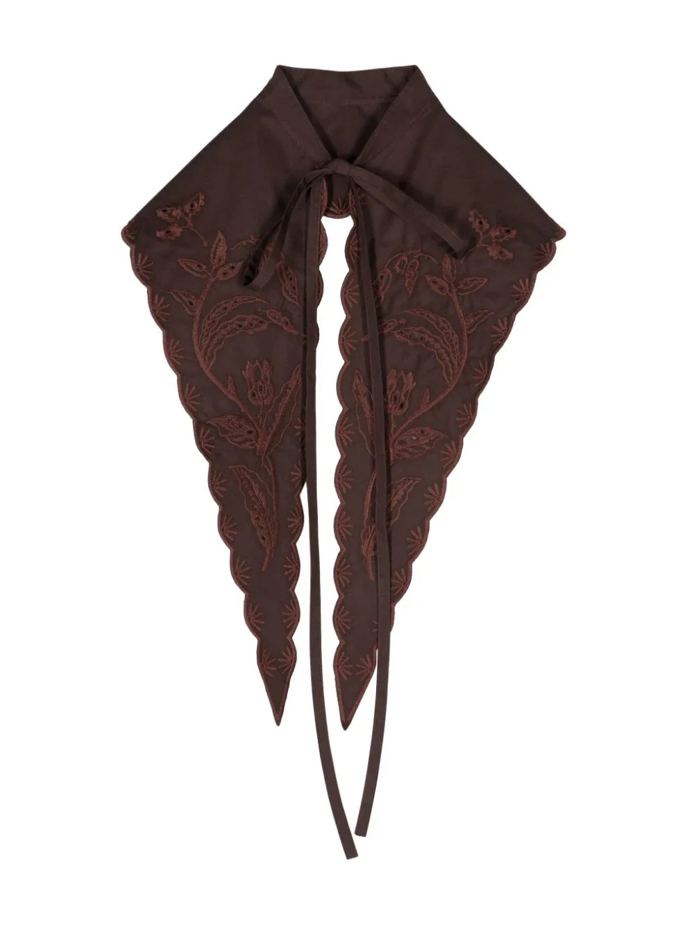 Vyšívaný límeček v čokoládové barvě, PATOU, prodává Farfetch, 177 €
