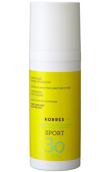 Opalovací krém na obličej Sun Care CITRUS Active Sports Face Cream s přírodními filtry, KORRES, prodává Profimed, 600 Kč
