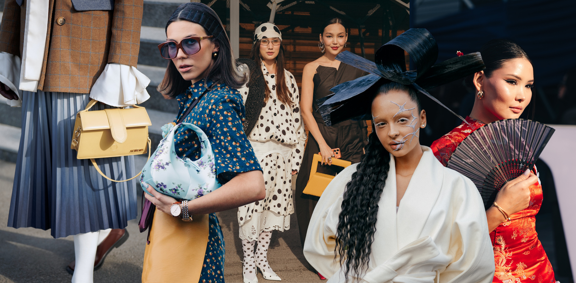 Záplavy puntíků, růžová a asymetrické střihy. Takový byl street style na Visa Fashion Weeku Almaty 2026