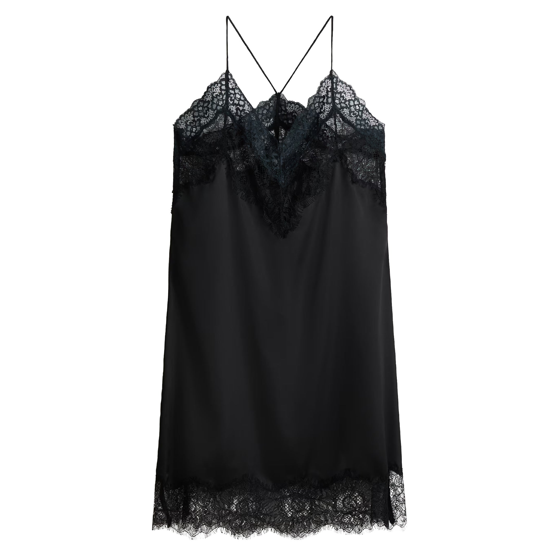 Saténové šaty s krajkovými lemy, H&M, 619 Kč