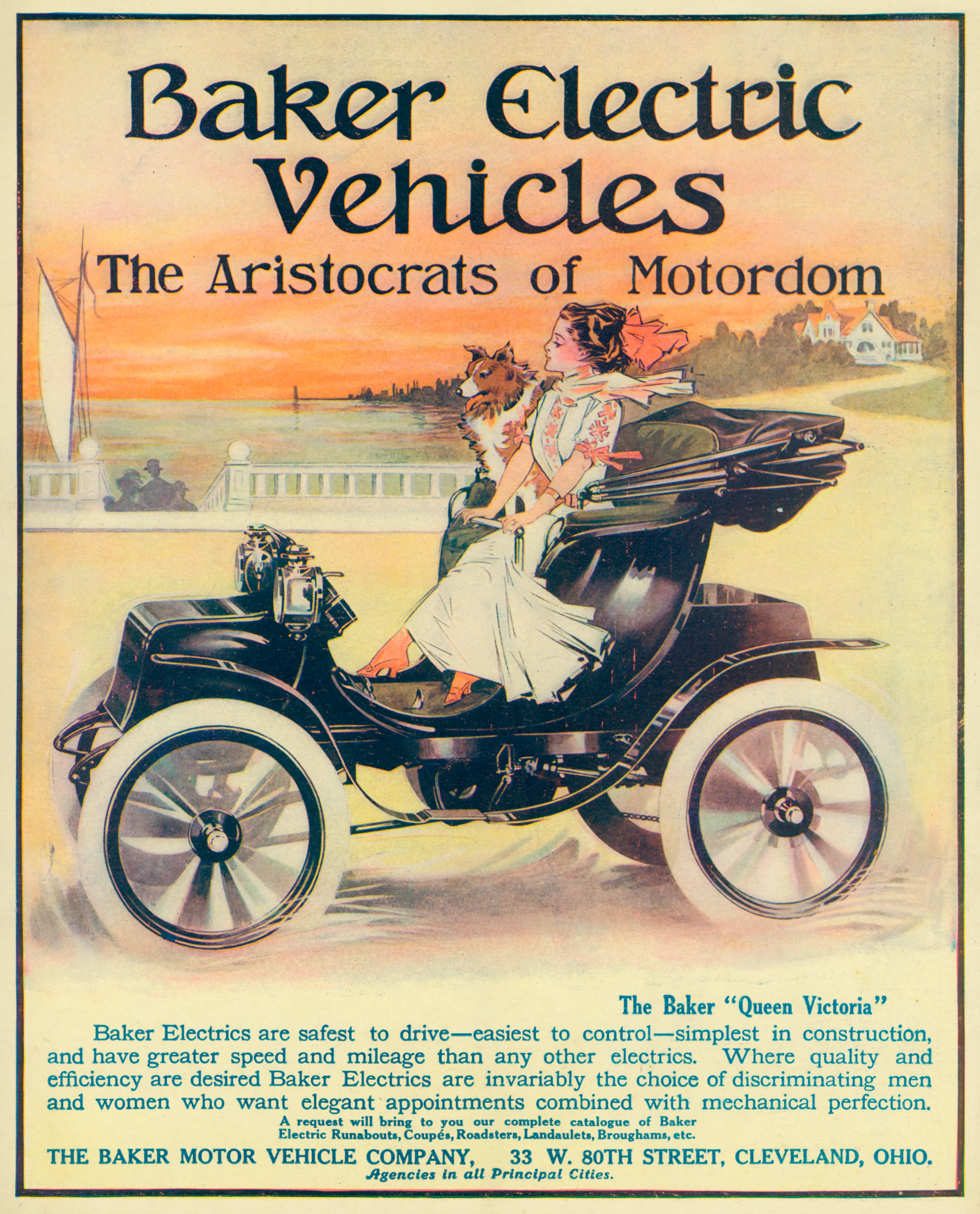 Reklama na elektromobil z roku 1909