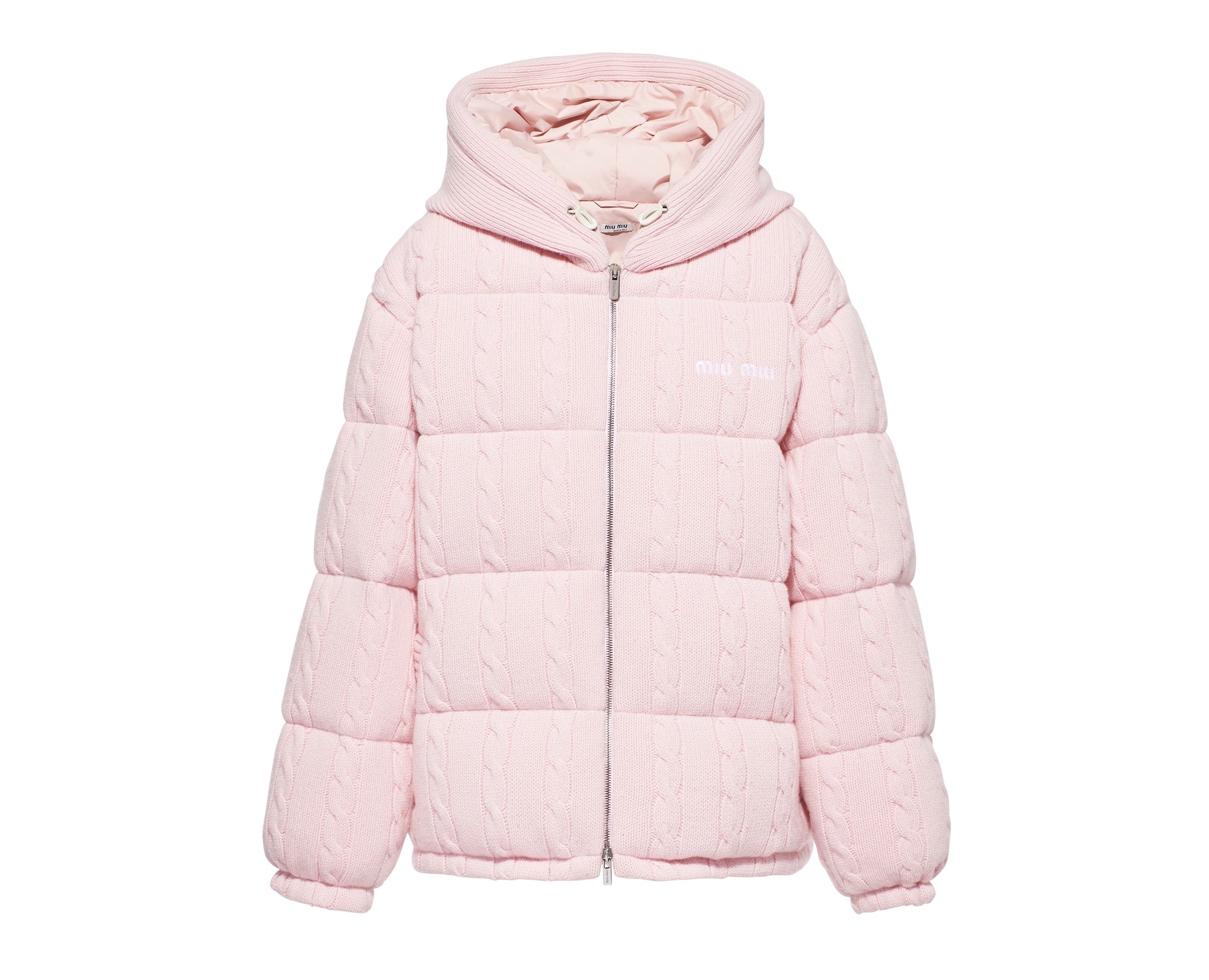 Růžová prošívaná bunda z kašmíru, MIU MIU
