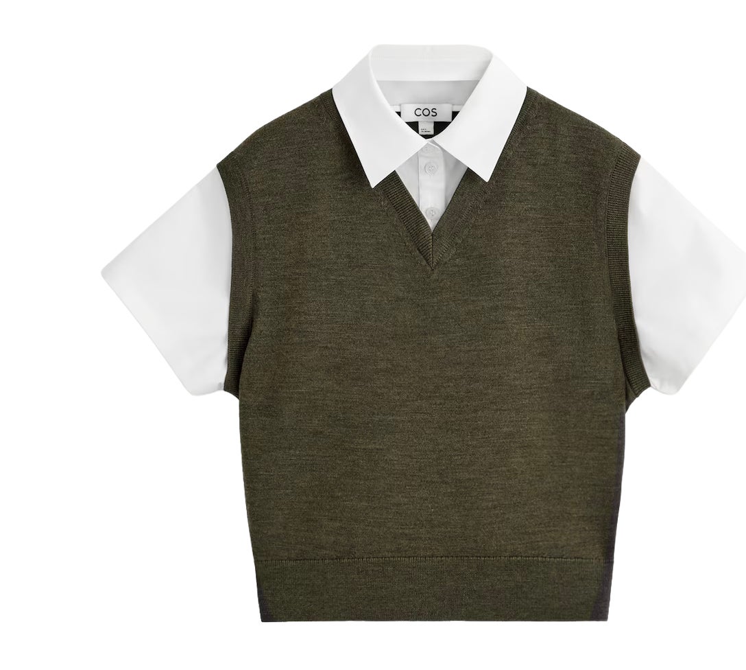 Khaki merino vesta a košile, COS, prodává COS, 89 €