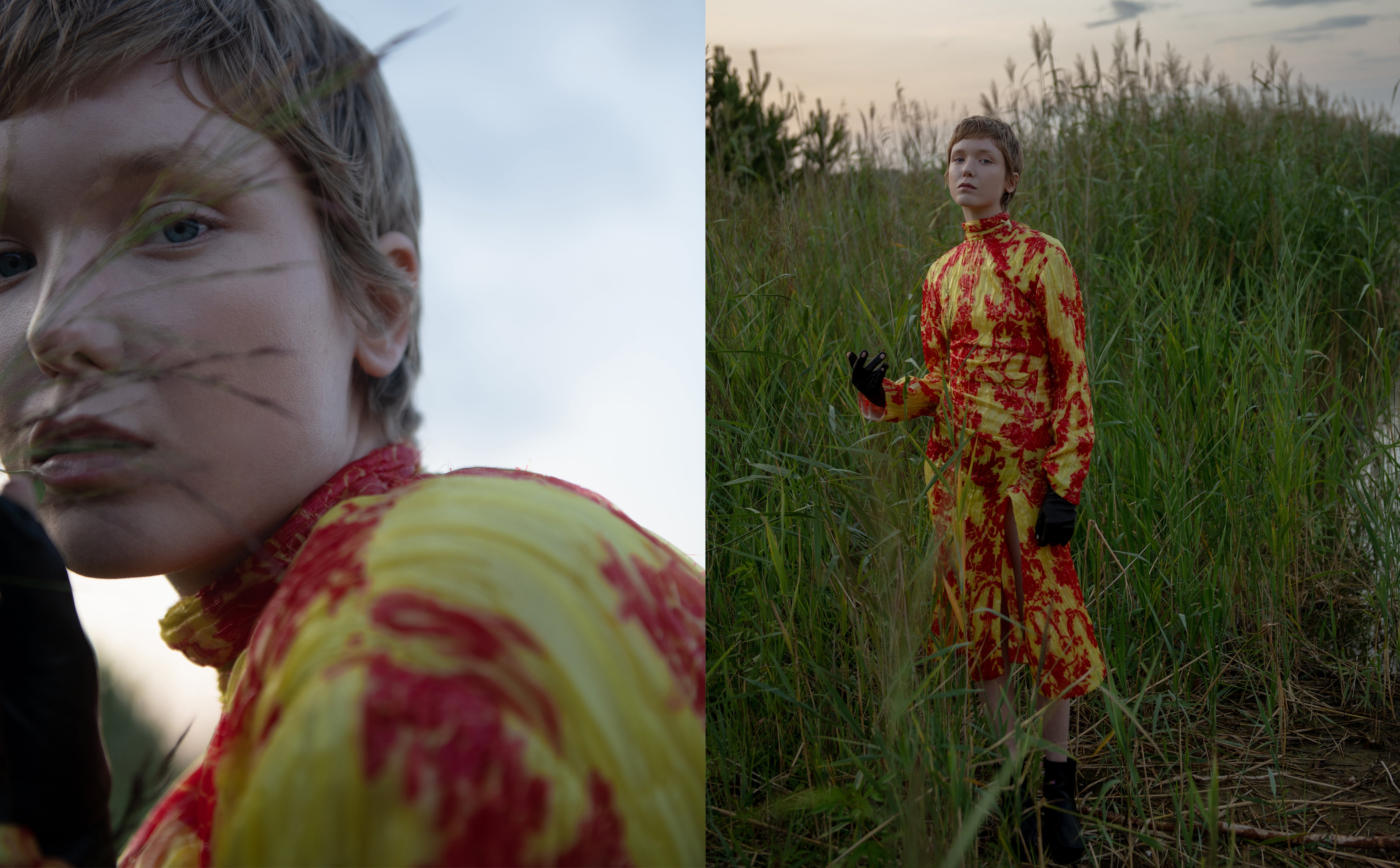 Šaty, rukavice, obojí Acne Studios; boty, Trippen. Šaty, rukavice, obojí Acne Studios; boty, Trippen.