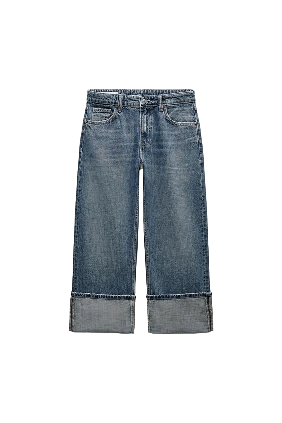 TRF Džíny straight-leg mid-rise, ZARA, prodává Zara, 349 Kč