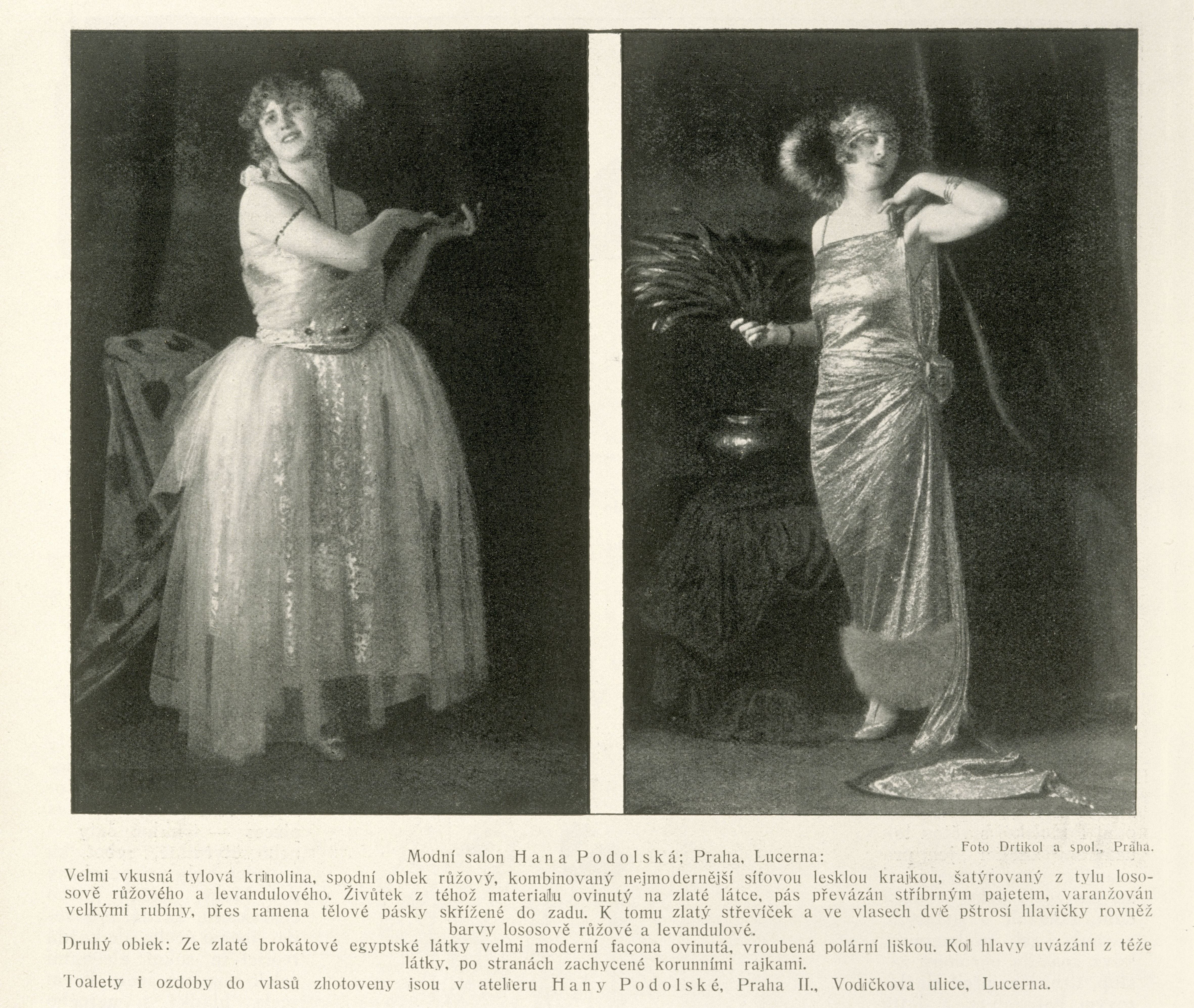 Fotografie modelů ze salonu Hany Podolské pořízené Františkem Drtikolem pro různé dobové časopisy