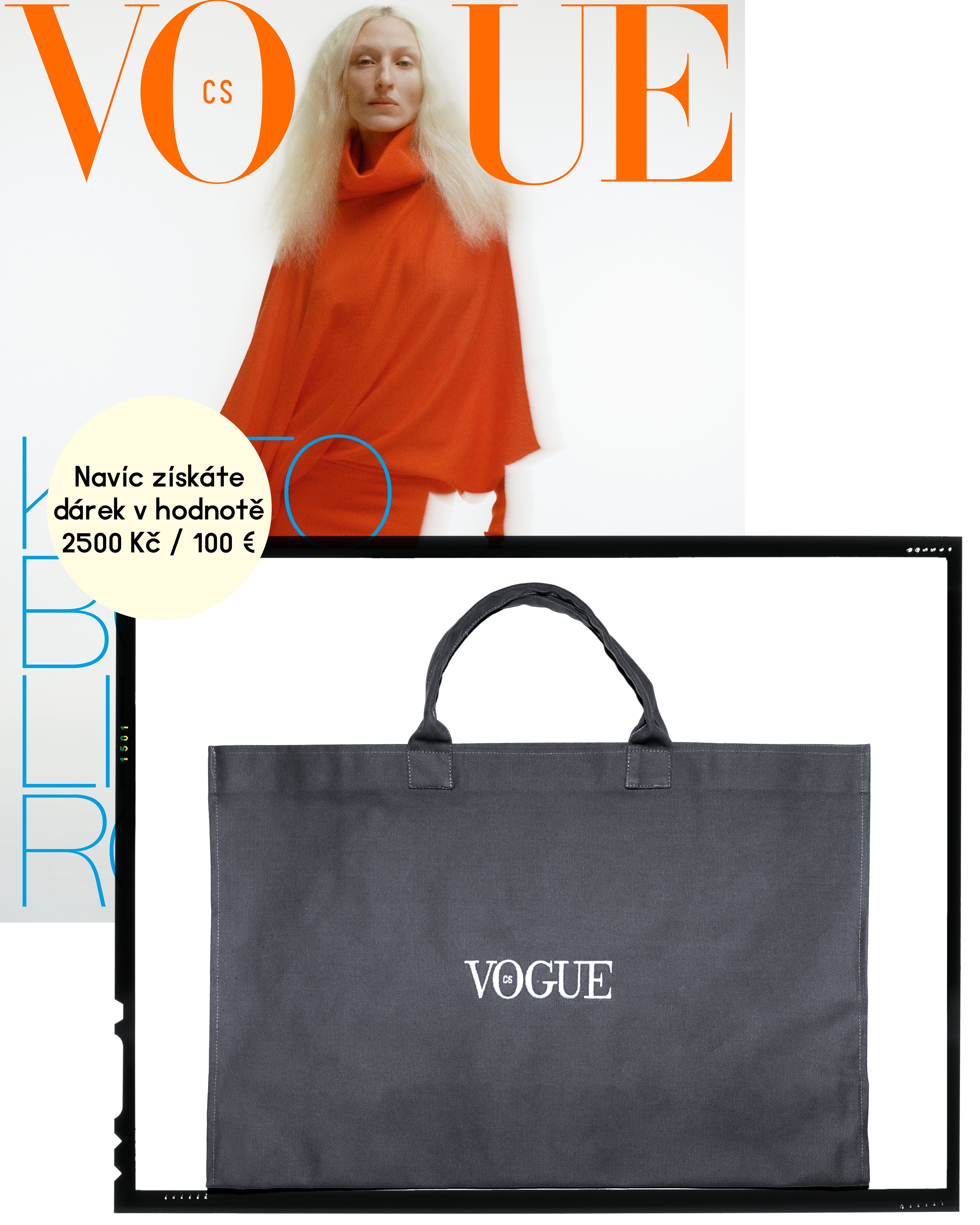 Tištěné a digitální předplatné VOGUE CS na 1 rok a k tomu multifunkční shopper taška s logem Vogue v hodnotě 2500 Kč. Prodává Vogue CS, 1390 Kč