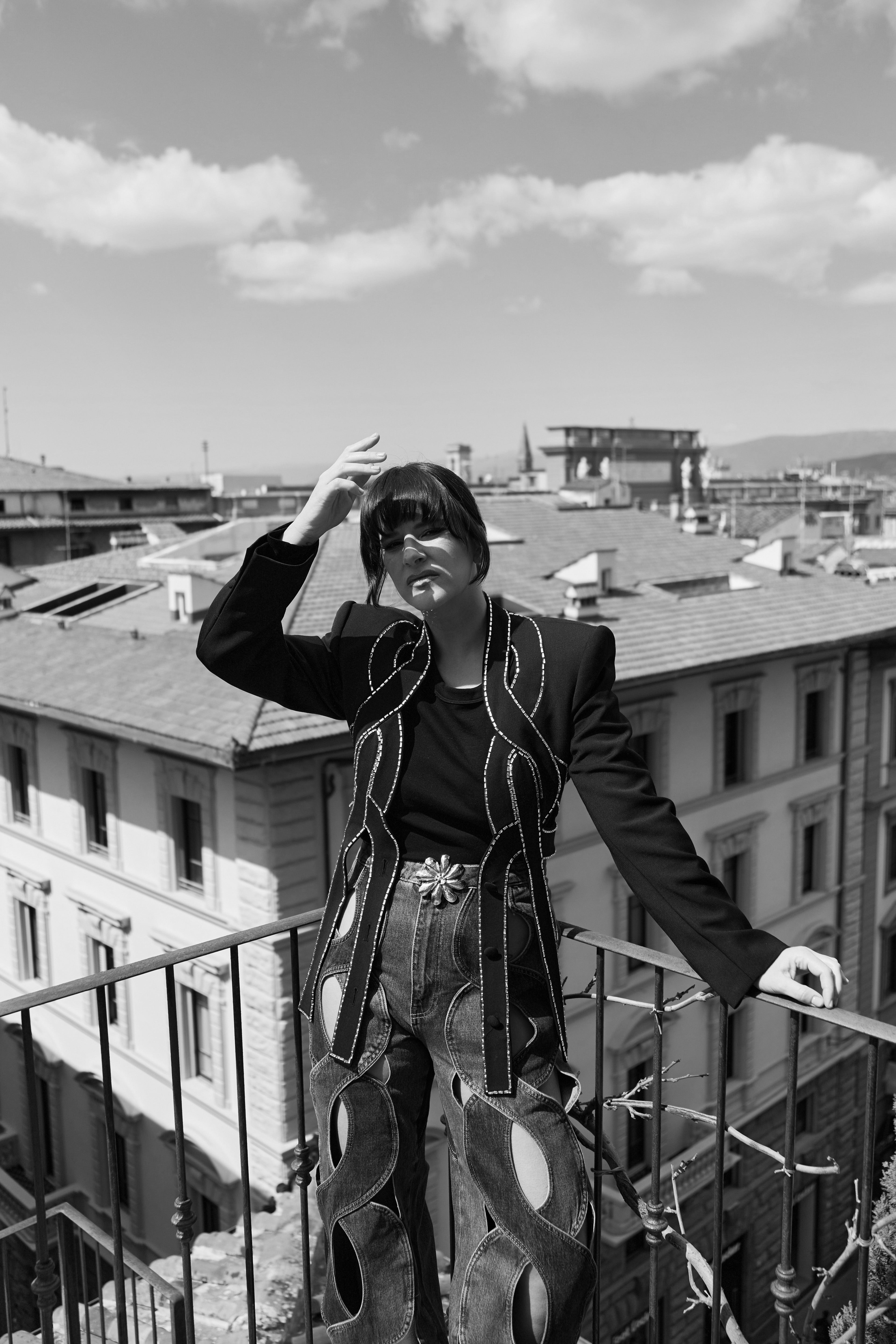 Denim trousers and jacket, Area (VIA LUISA VIA ROMA); shoes, Santoni. Denim trousers and jacket, Area (VIA LUISA VIA ROMA); shoes, Santoni.