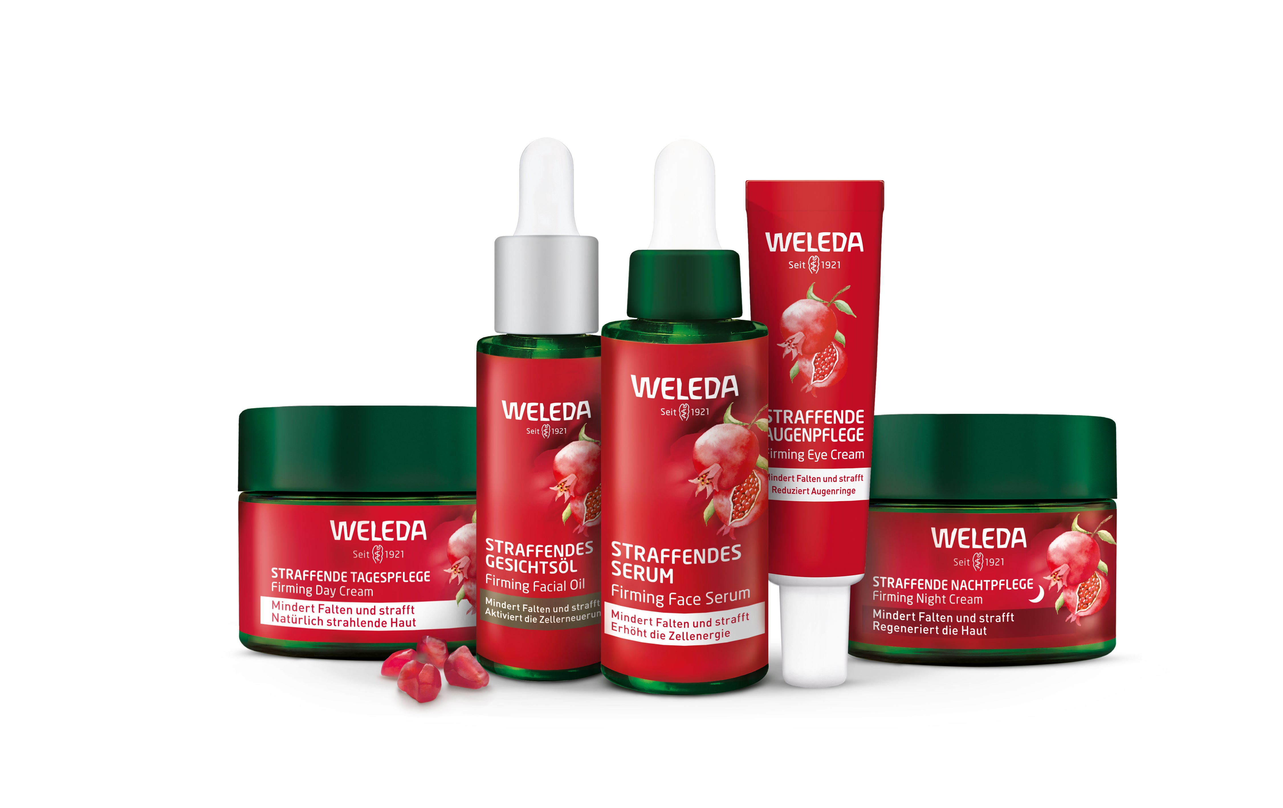 Zpevňující pleťové péče s granátovým jablkem a maca-peptidy, která byla speciálně vyvinuta pro pleť kolem 40. roku života, podporuje přirozené procesy pleti a pomáhá jí zdravě zrát s pomocí speciálně vybraných přírodních složek , WELEDA, prodává Weleda, 579 Kč #voguepromotion