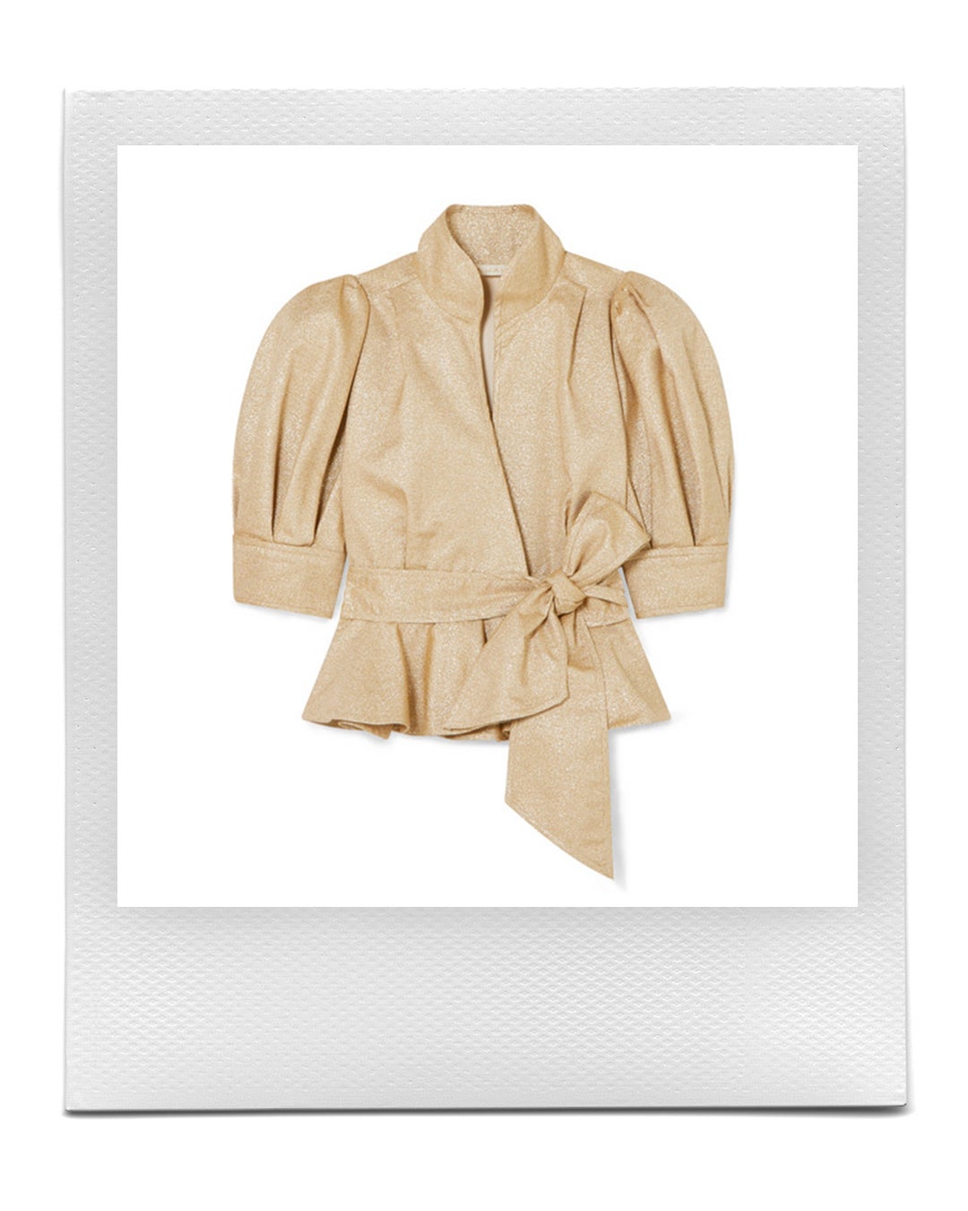 Zavinovací metalické sako s krátkými rukávy, Anna Mason, prodává Net-a-Porter, € 784  Autor: Archiv firmy