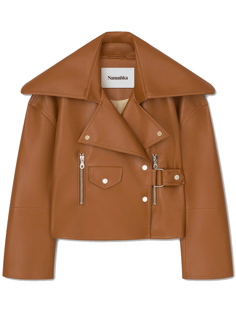 Hnědá kožená bunda, NANUSHKA, 595 €
