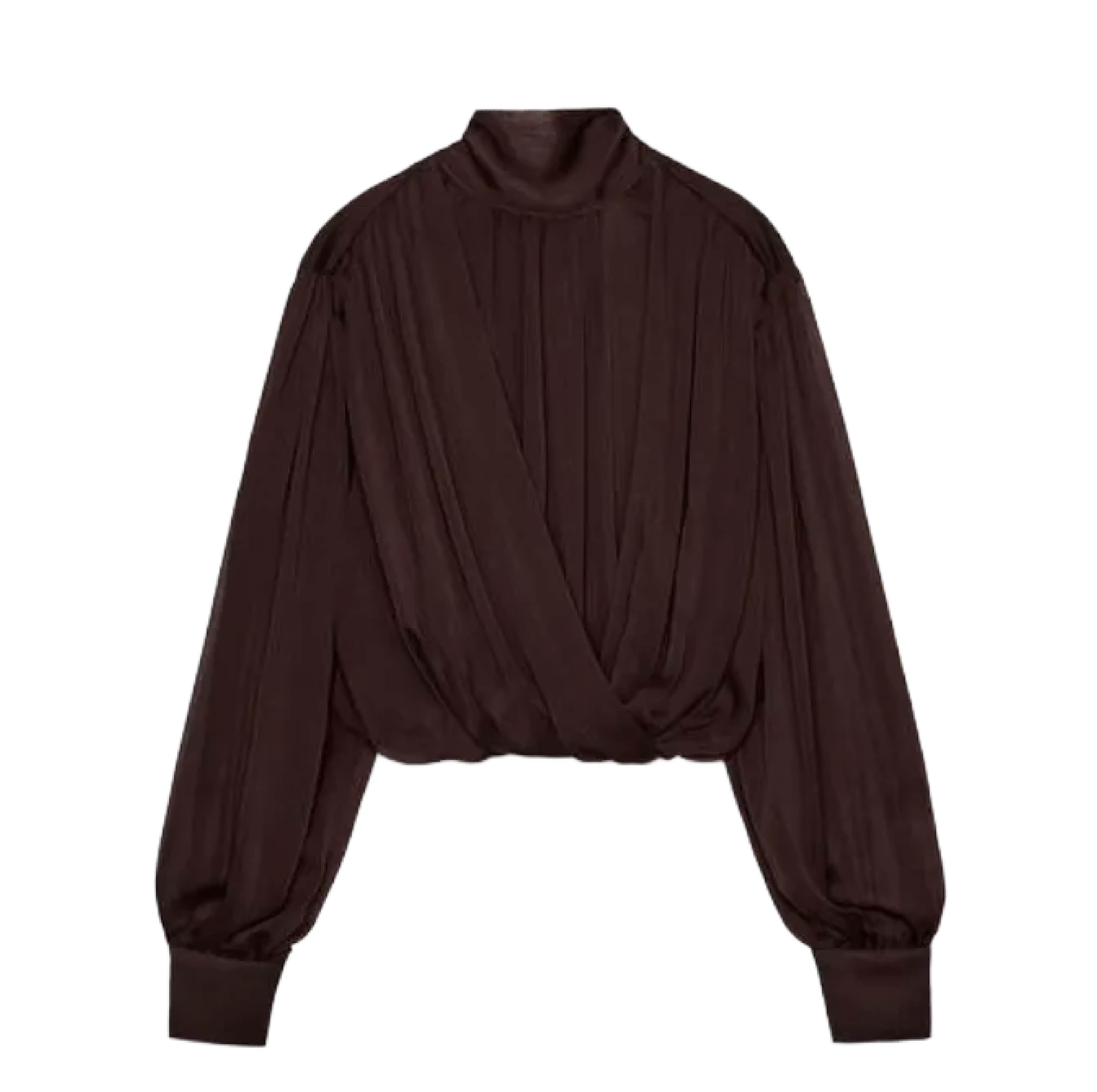 Blůza s drapem a vázačkou, ZARA, 799 Kč