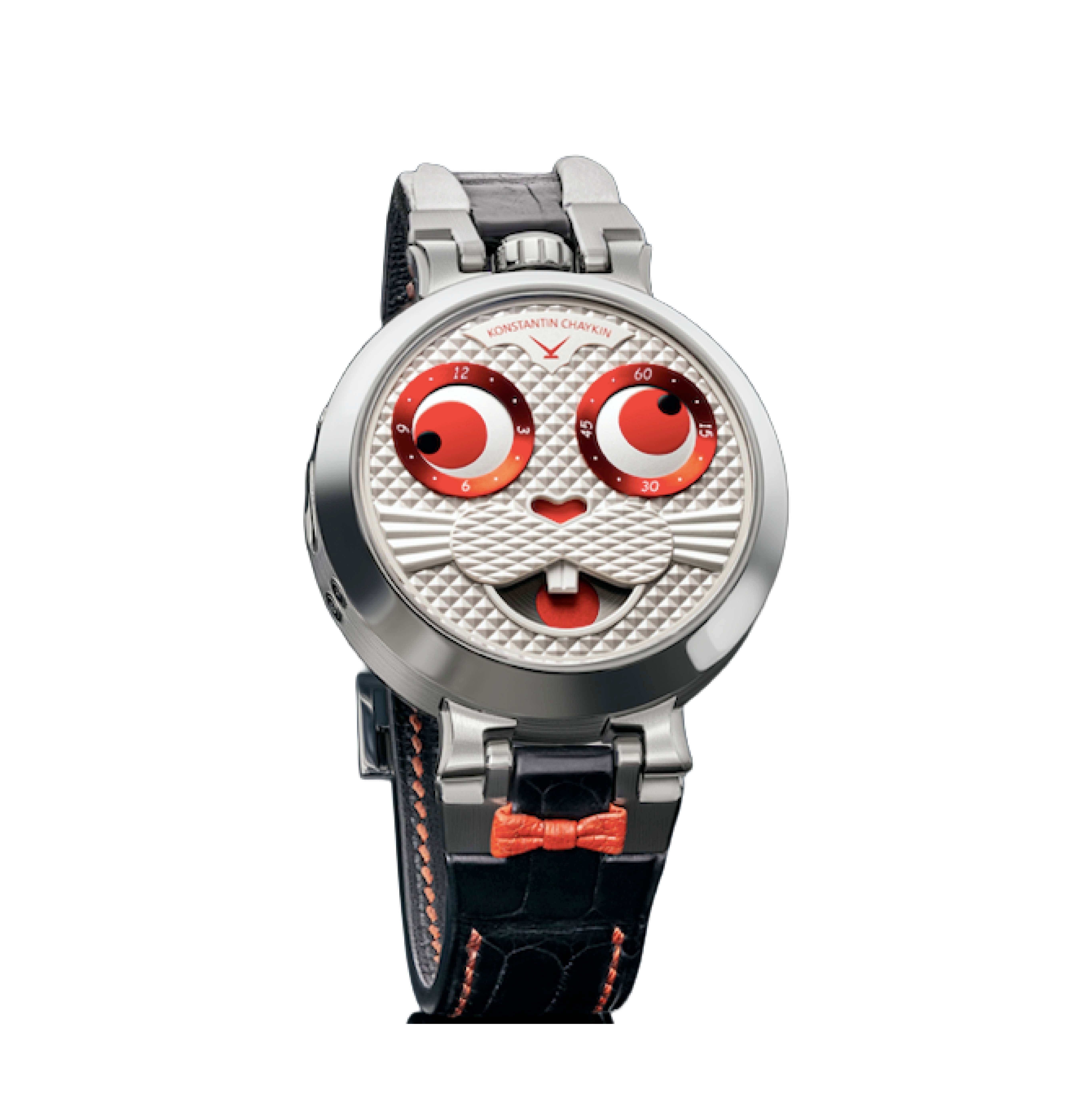 „Zajíčkové" hodinky White Rabite Wristmon, KONSTANTIN CHAYKIN. Jde zatím jen o festivalový prototyp hodinek, které patří mezi dvacatero nejkomplikovanějších na světě.