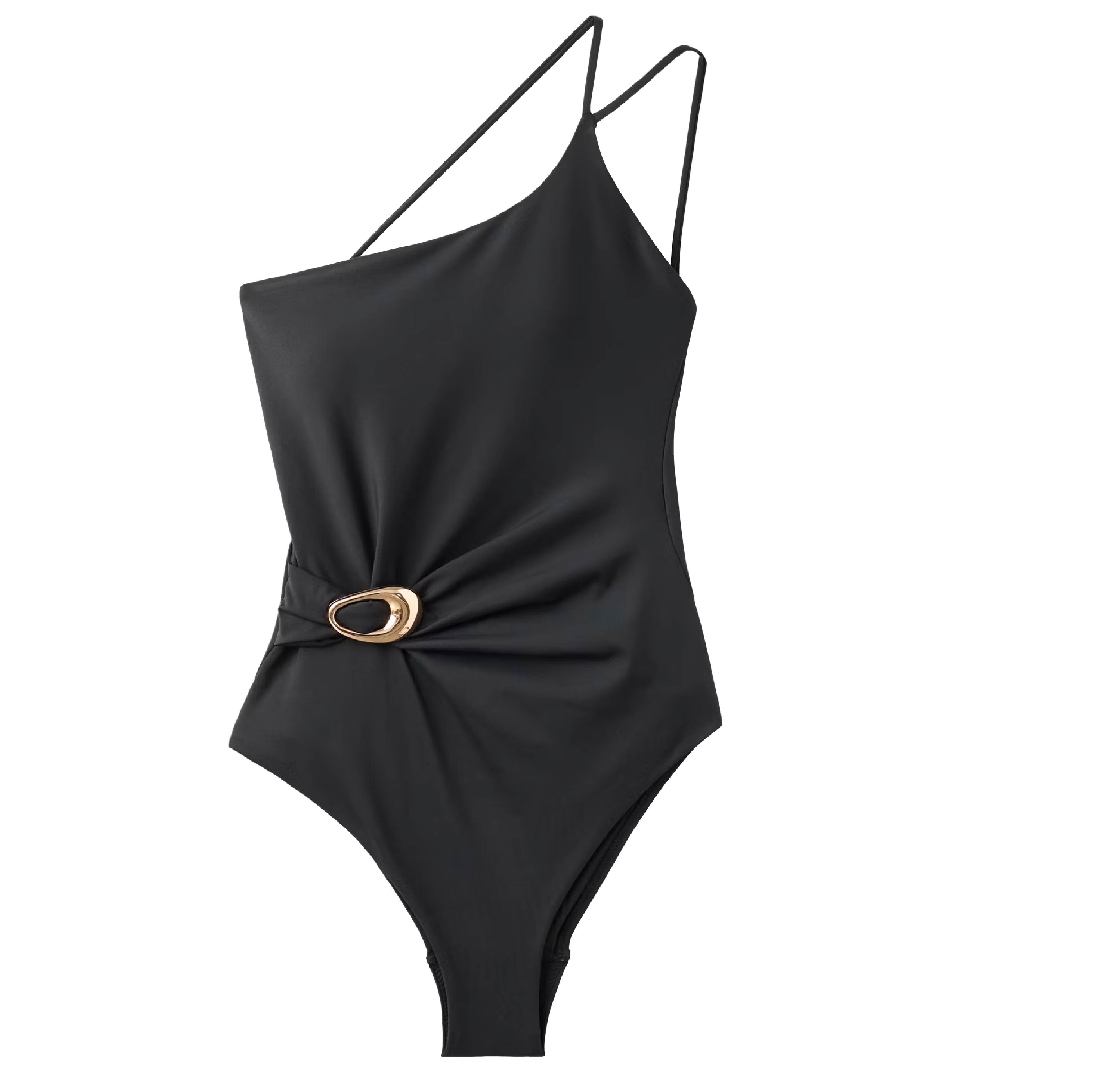 Asymetrické plavky s řaseným detailem, MANGO, 999 Kč