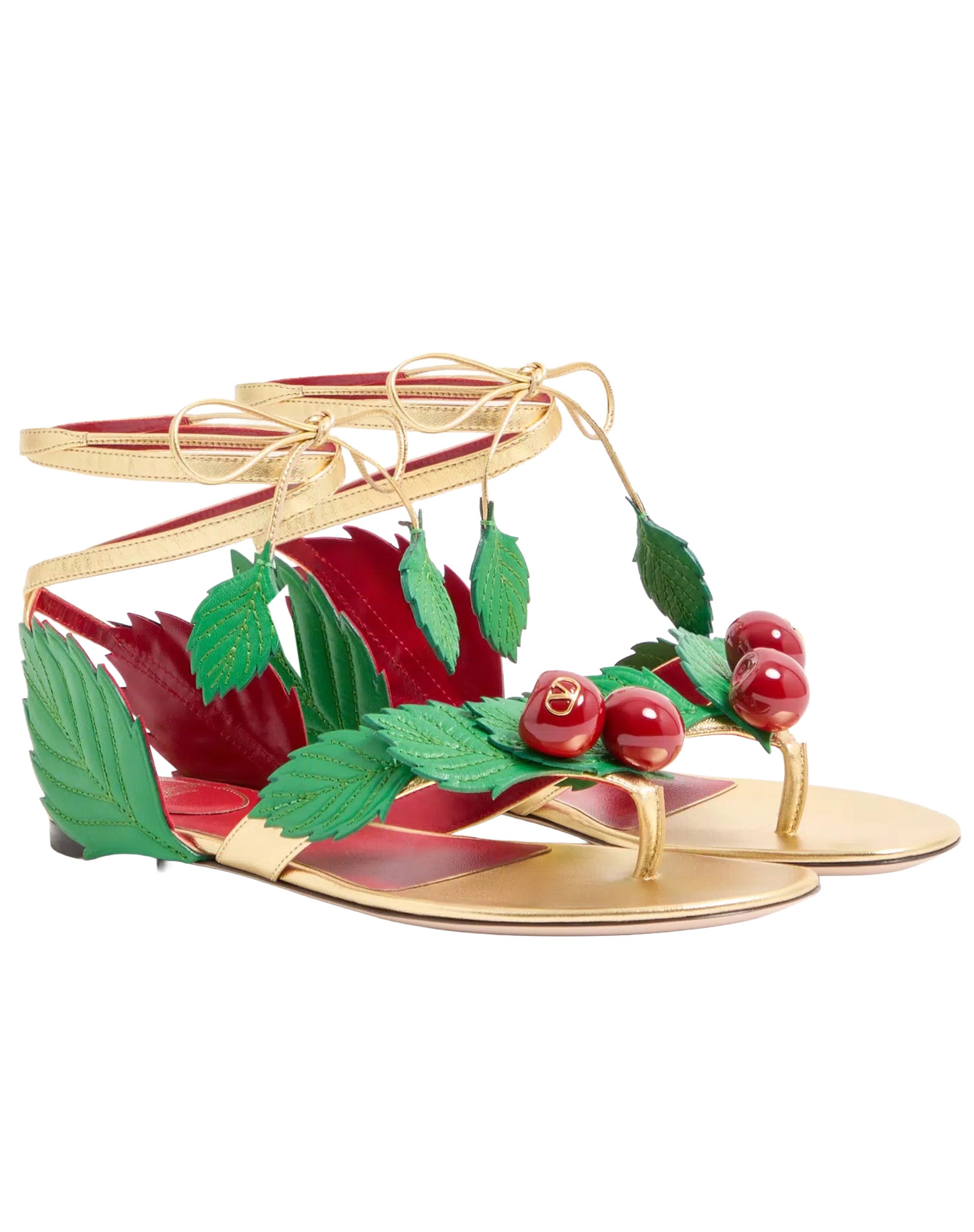 Kožené sandálky s třešňovým detailem, VALENTINO, 1 150 €