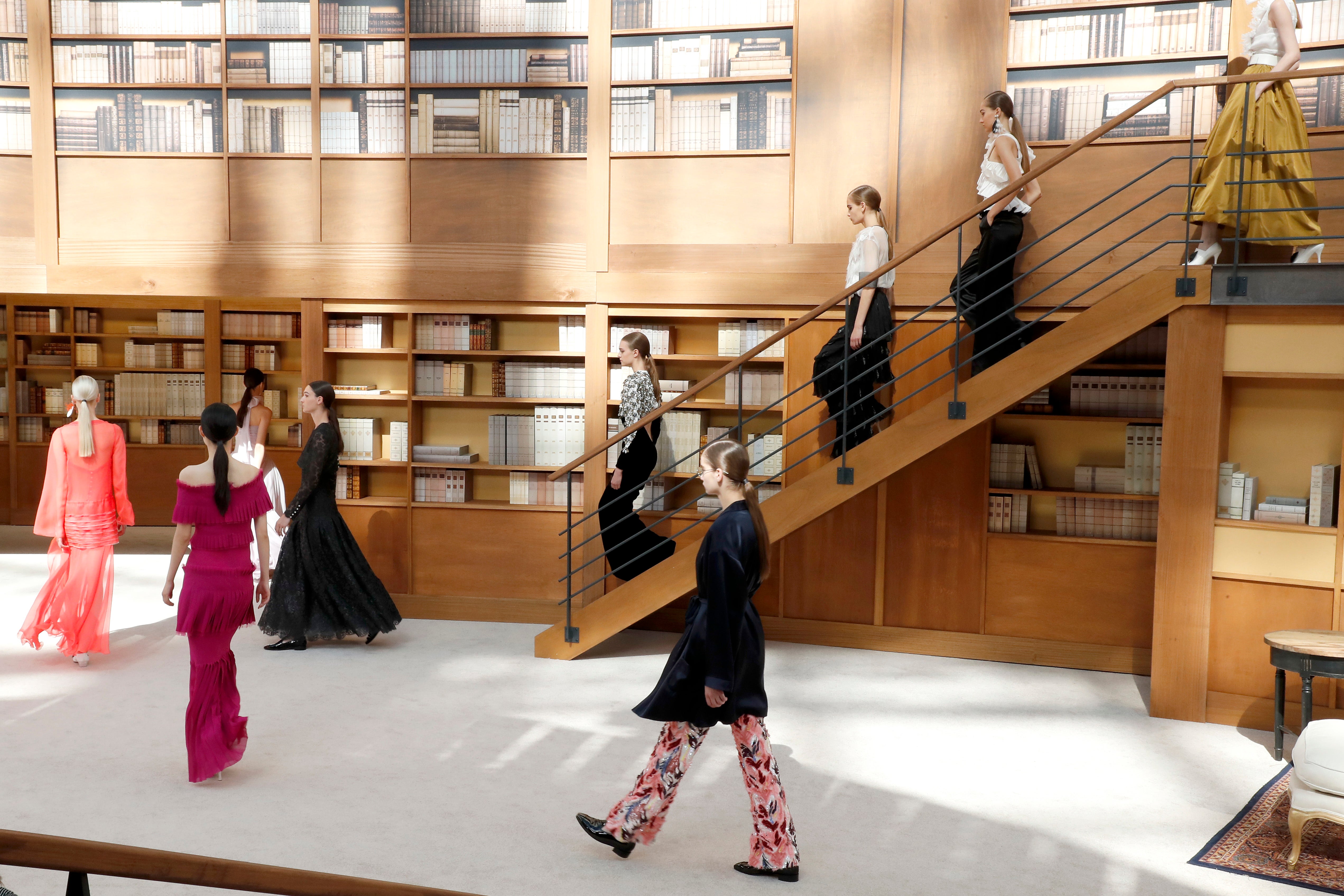 Chanel autumn/winter 2019 couture saw the Paris Grand Palais transformed into a giant library. Chanel autumn/winter 2019 couture saw the Paris Grand Palais transformed into a giant library.