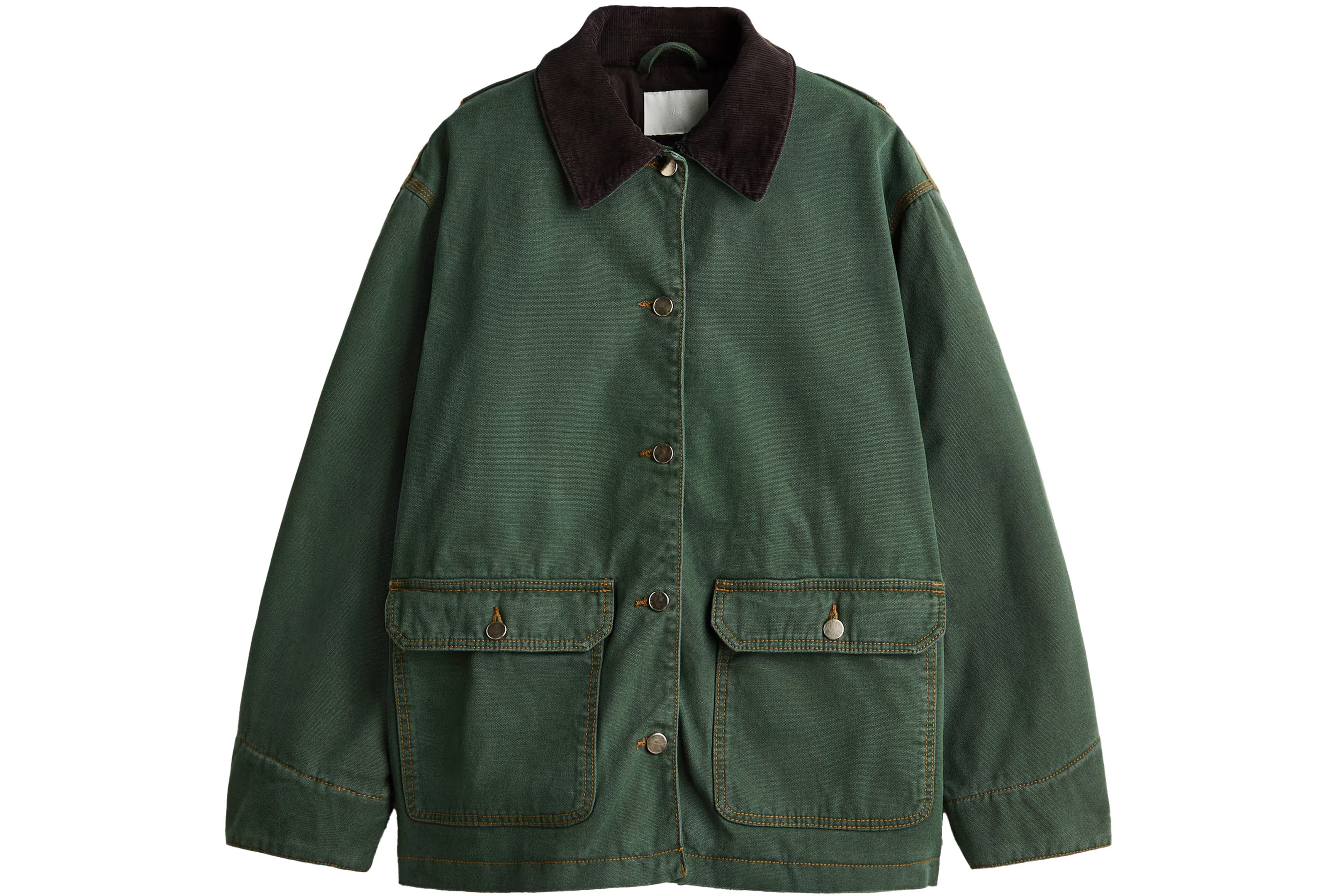 Oversized bunda s manšestrovým límcem, H&M, 1 459 Kč