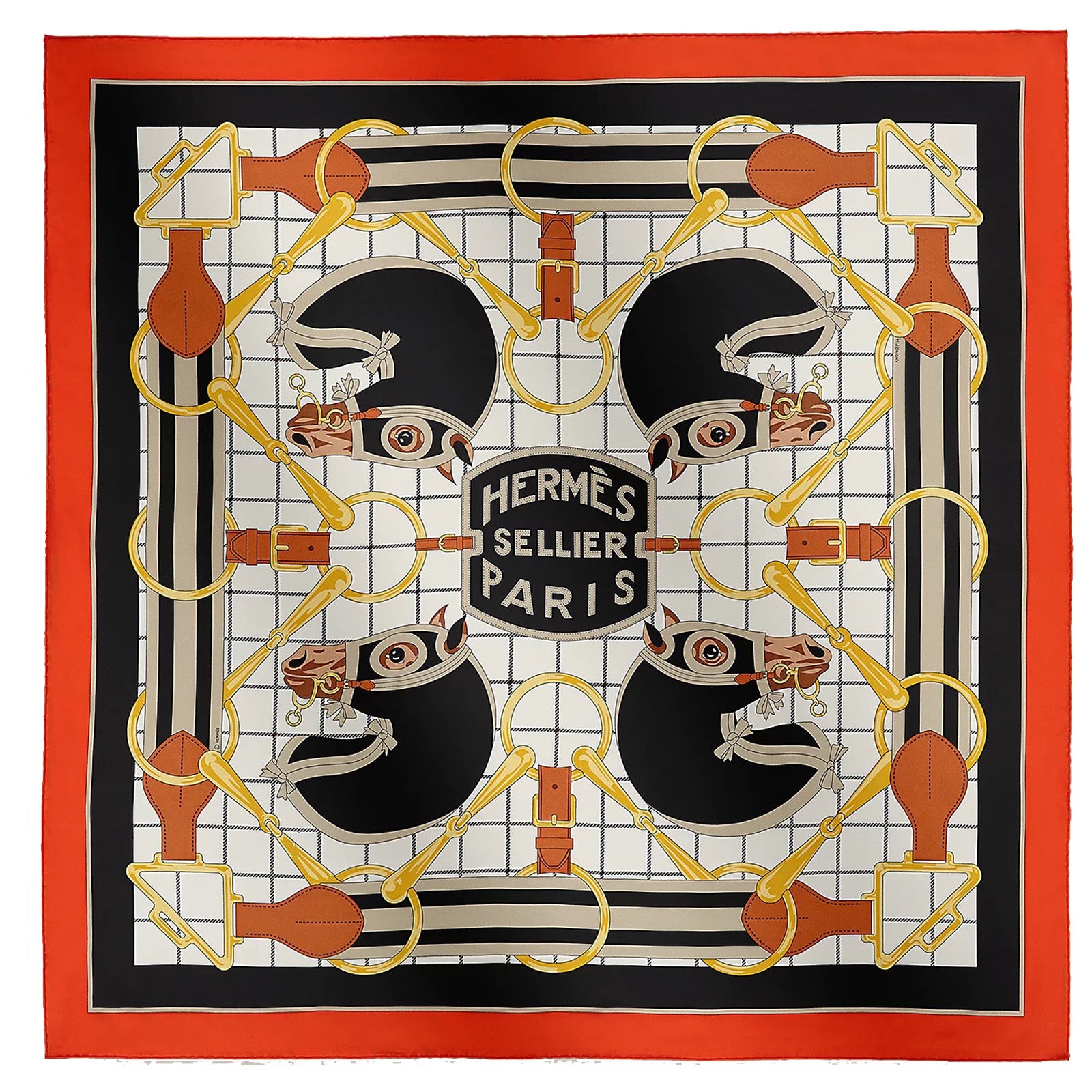 Čtvercový hedvábný šátek Tatersale forever scarf 90, HERMÈS, 14 100 Kč