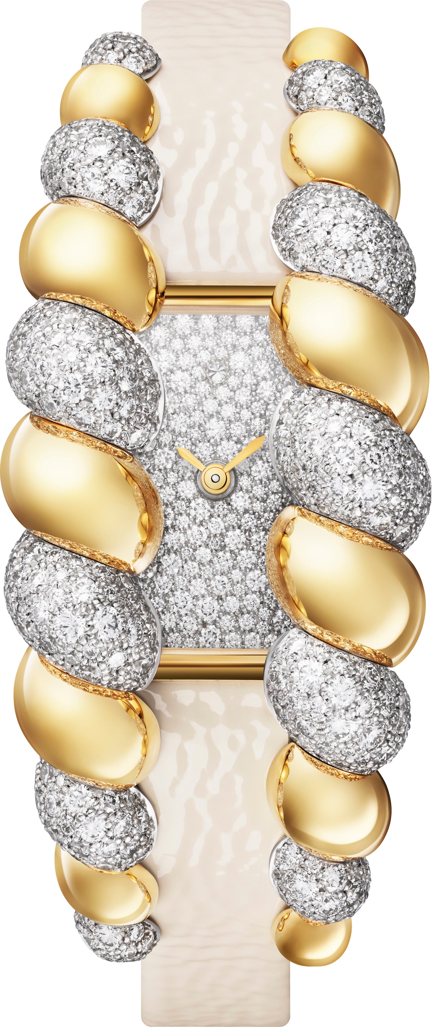 Hodinky Tressage, CARTIER, bílé a žluté zlato, diamanty, 68 000 EUR