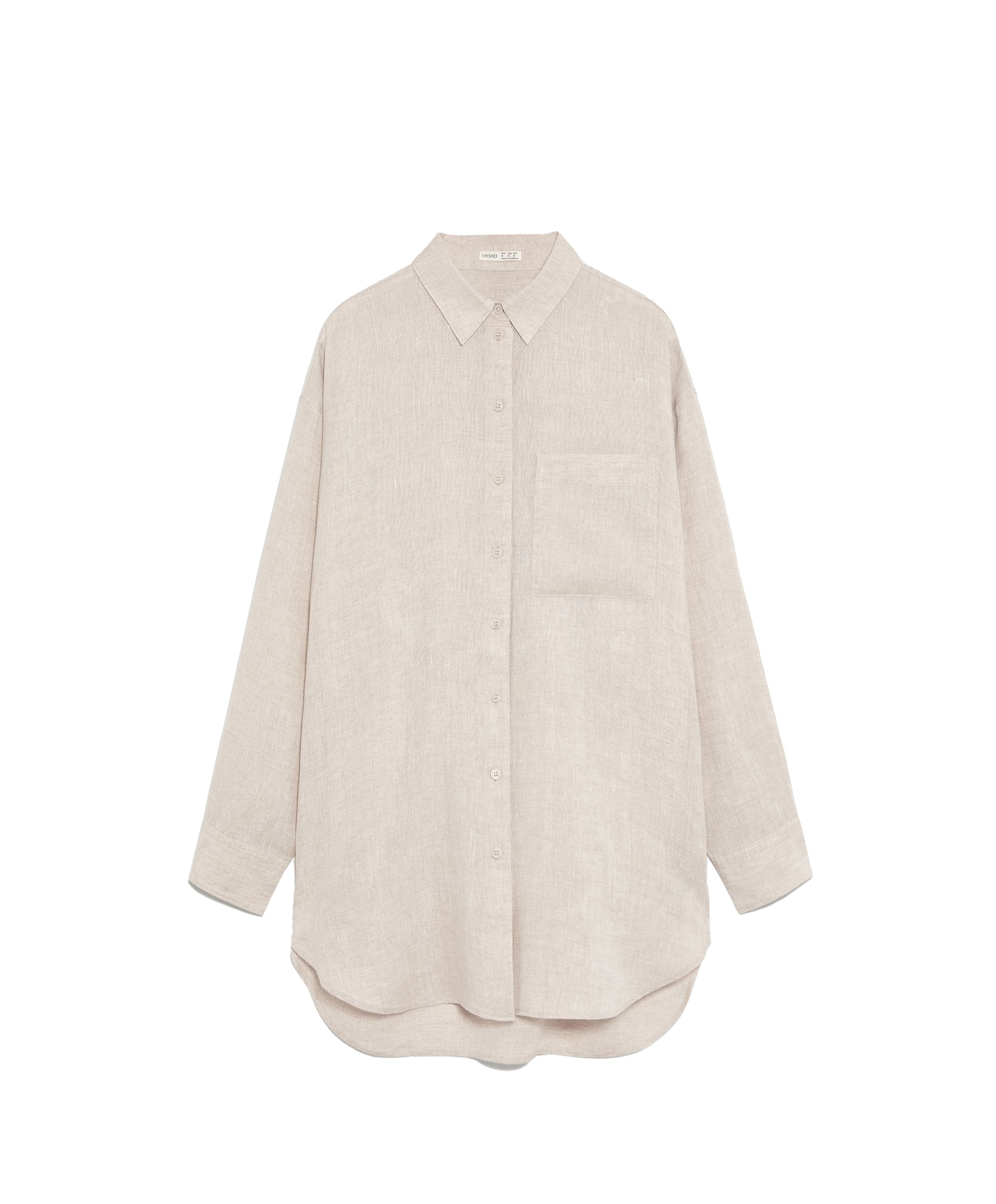 Lněná košile s dlouhým rukávem, OYSHO, prodává Oysho, 1 799 Kč