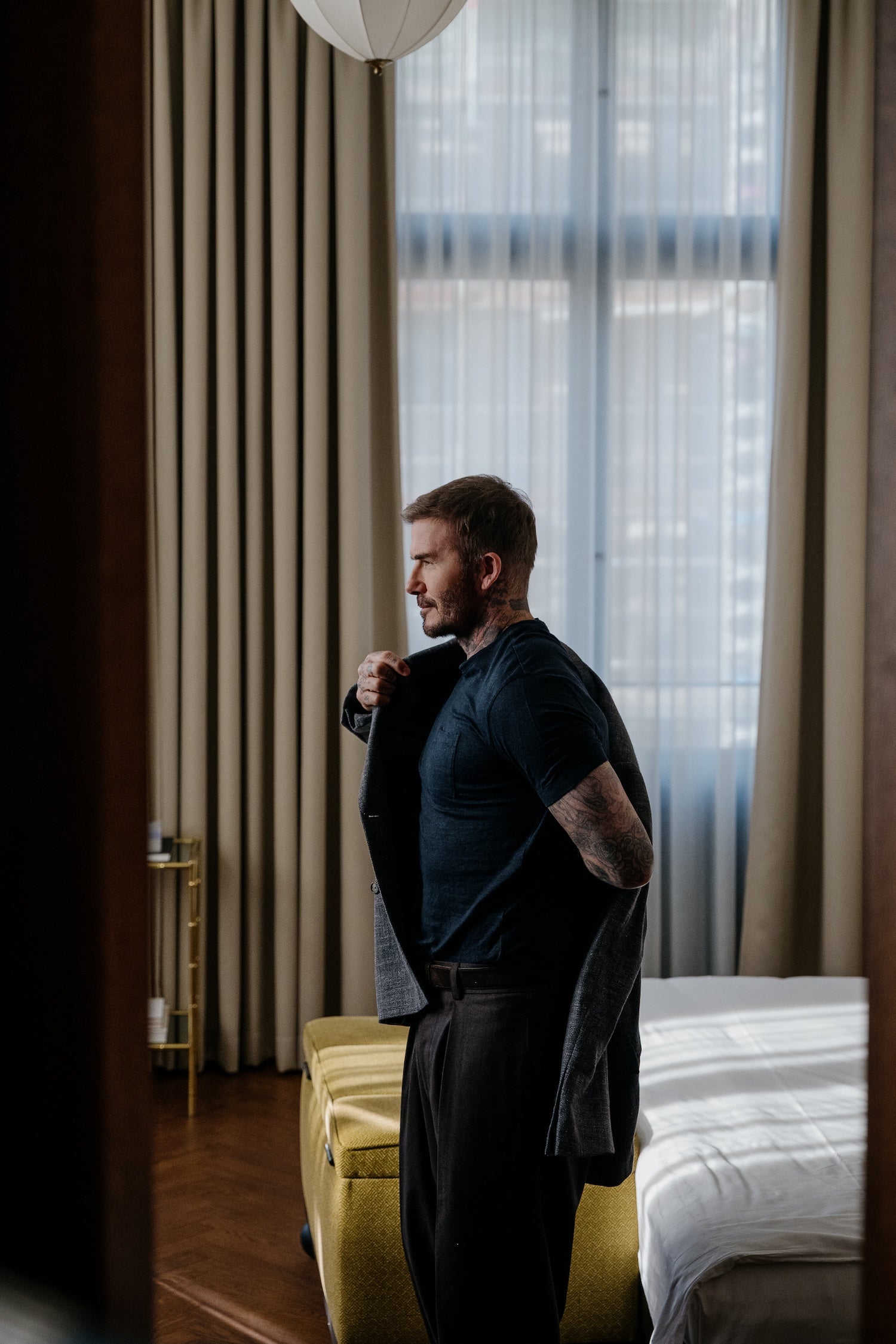 David Beckham při představení své kolekce Boss by Beckham v Berlíně