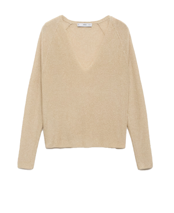 Lurexový svetr s výstřihem do V, MANGO, prodává Mango, 699 Kč