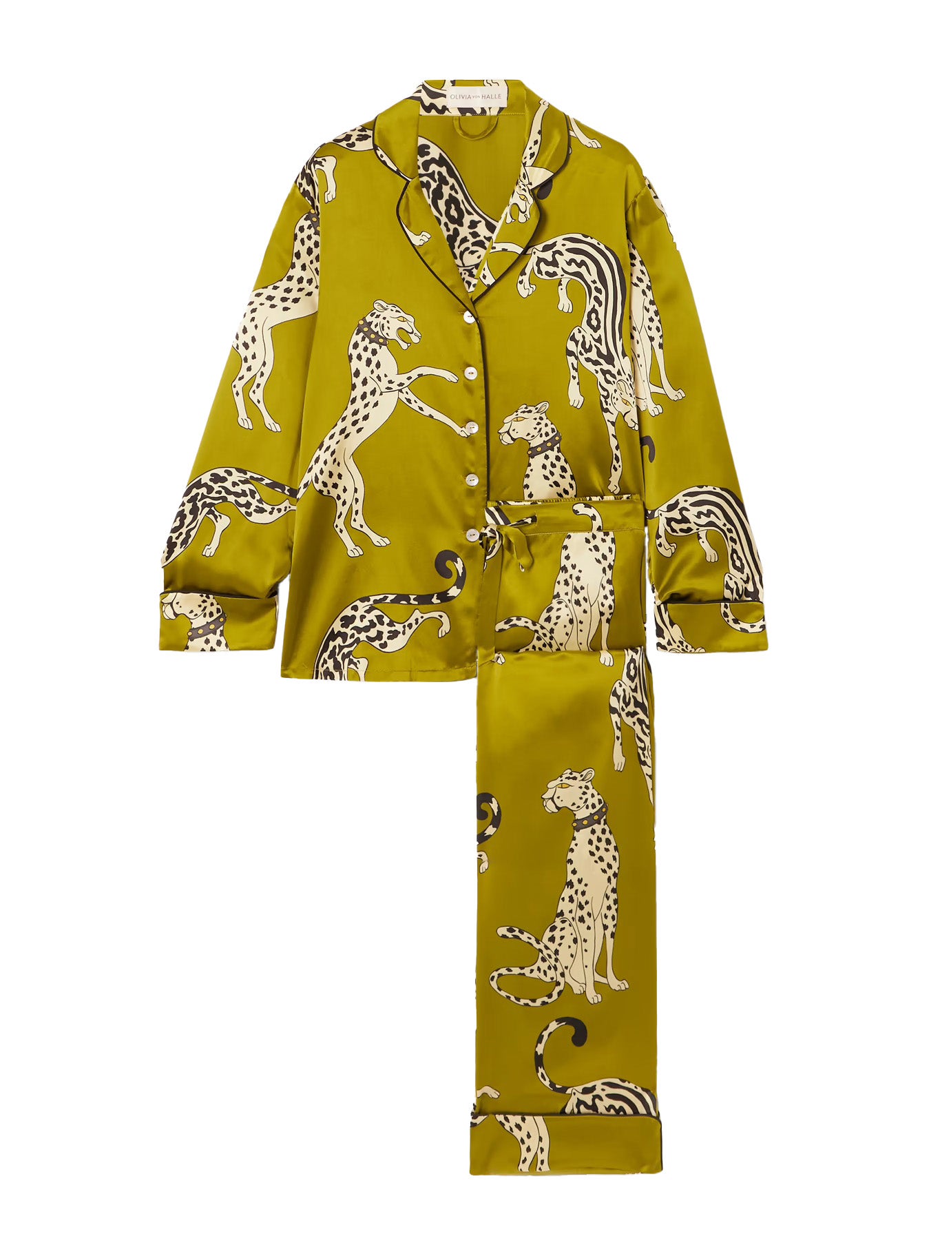 Hedvábné dvoudílné pyžamo, OLIVIA VON HALLE, prodává Net-a-Porter, 18 321 Kč