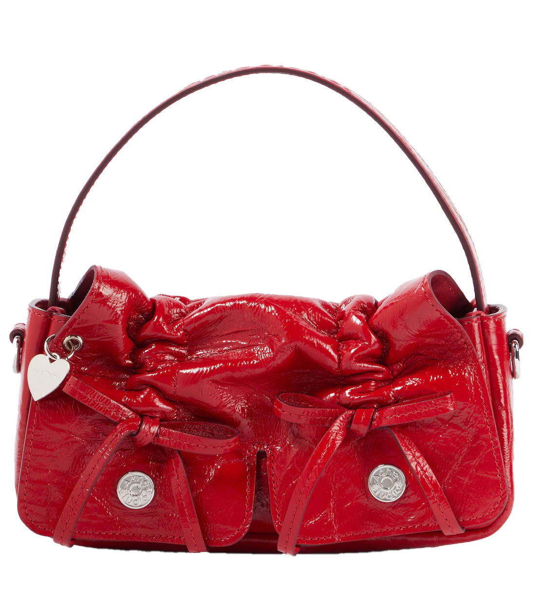 Červená lesklá kabelka, ACNE STUDIOS, prodává Mytheresa, 950 €