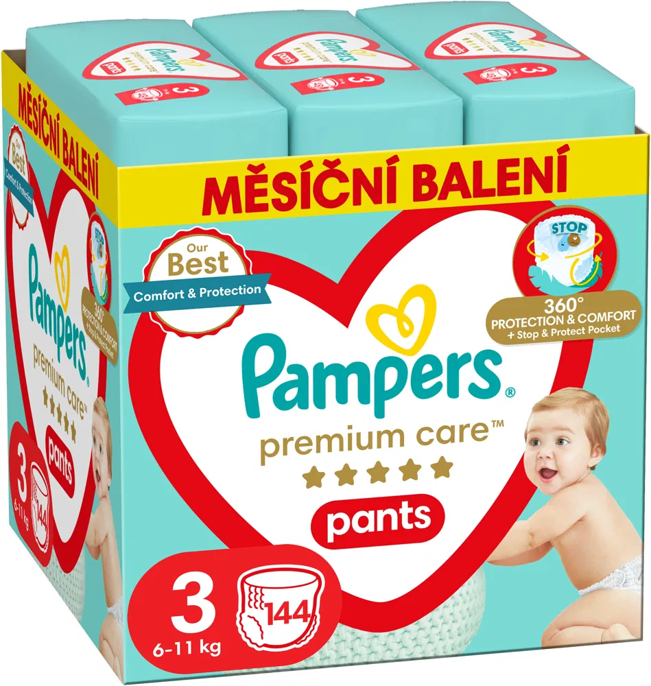 Pampers Premium Care Pants vel. 3 (144 ks), PAMPERS, prodává Alza, 994 Kč