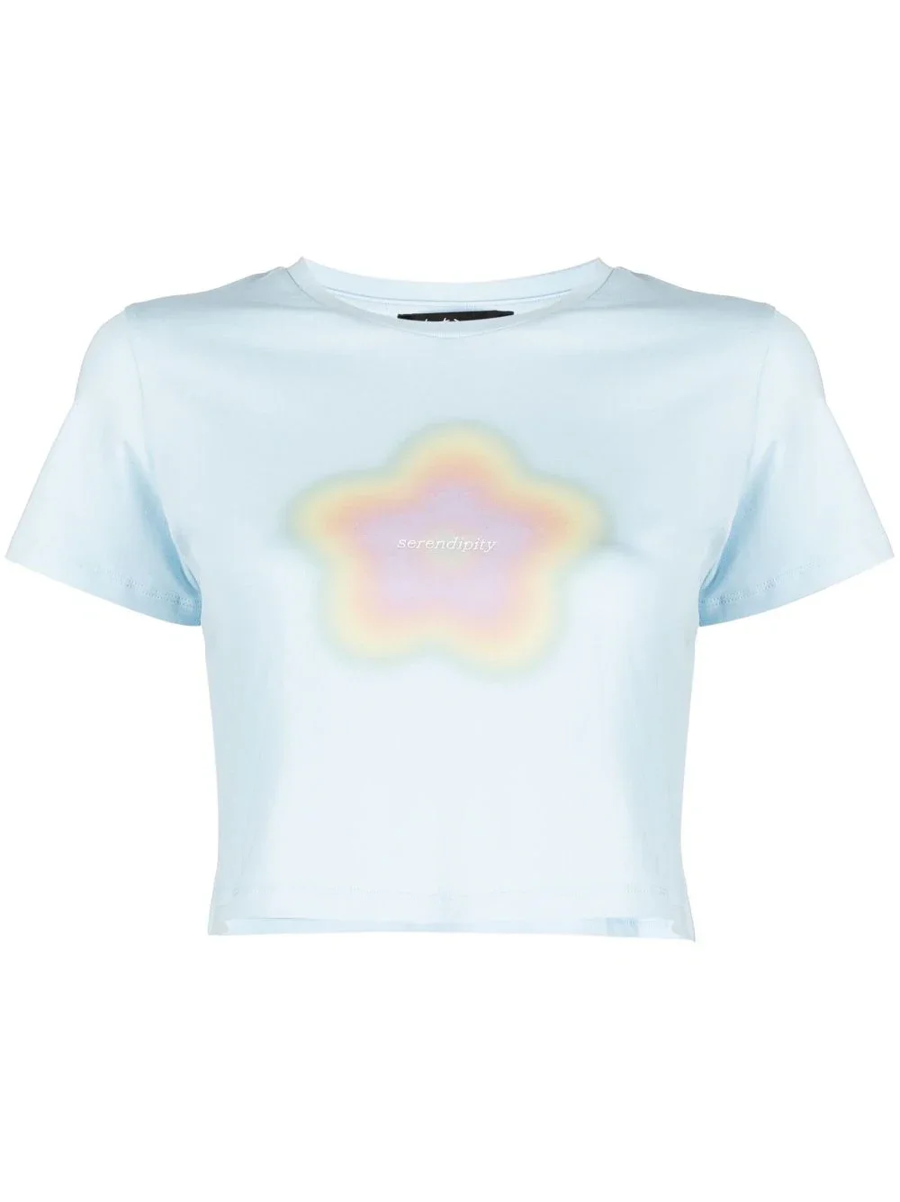 Baby tee s psychedelickým potiskem, TOUT A COUP, prodává FarFetch, 92 €