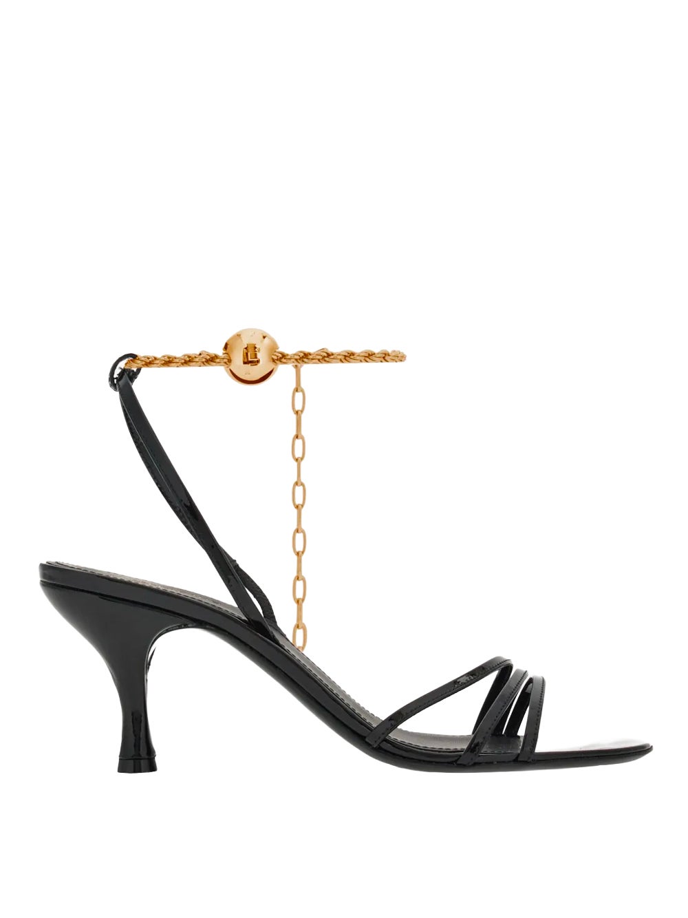 Černé sandále se zlatým řetízkem, FERRAGAMO, 800 €