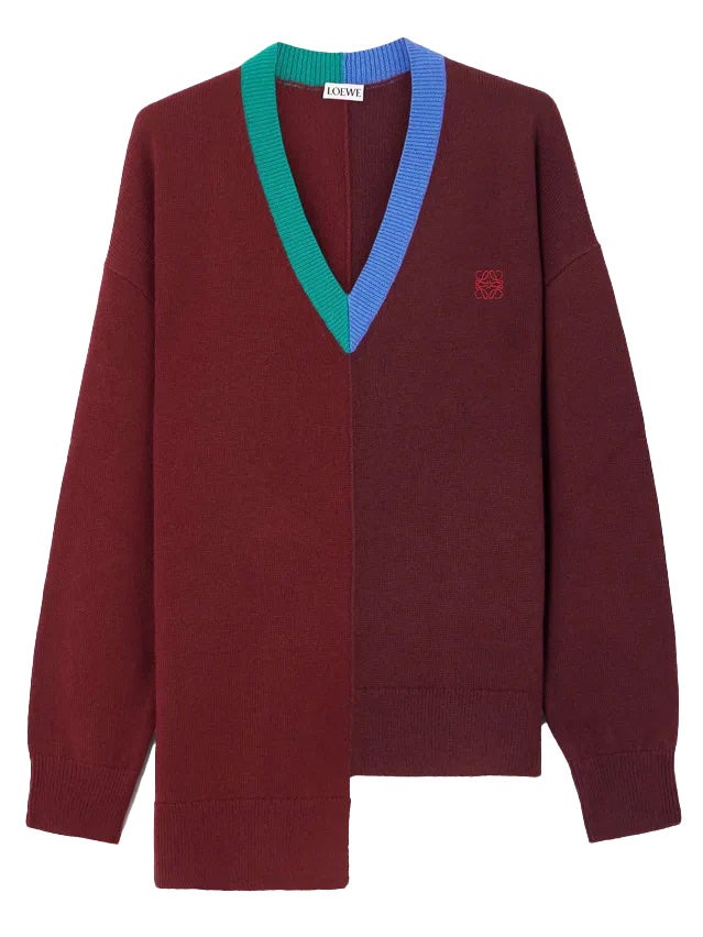 Asymetrický vyšívaný svetr z vlněné směsi, LOEWE, 980 €