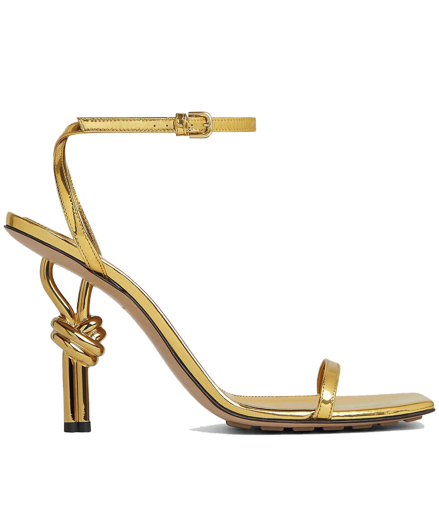 Zlaté sandály na vysokém podpatku, BOTTEGA VENETA, 1490 €