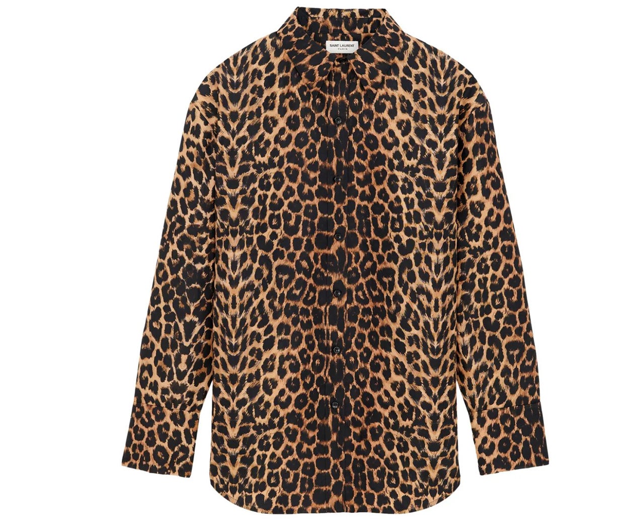 Košile z hedvábí s leopardím potiskem, SAINT LAURENT, prodává Farfetch, 1890 €
