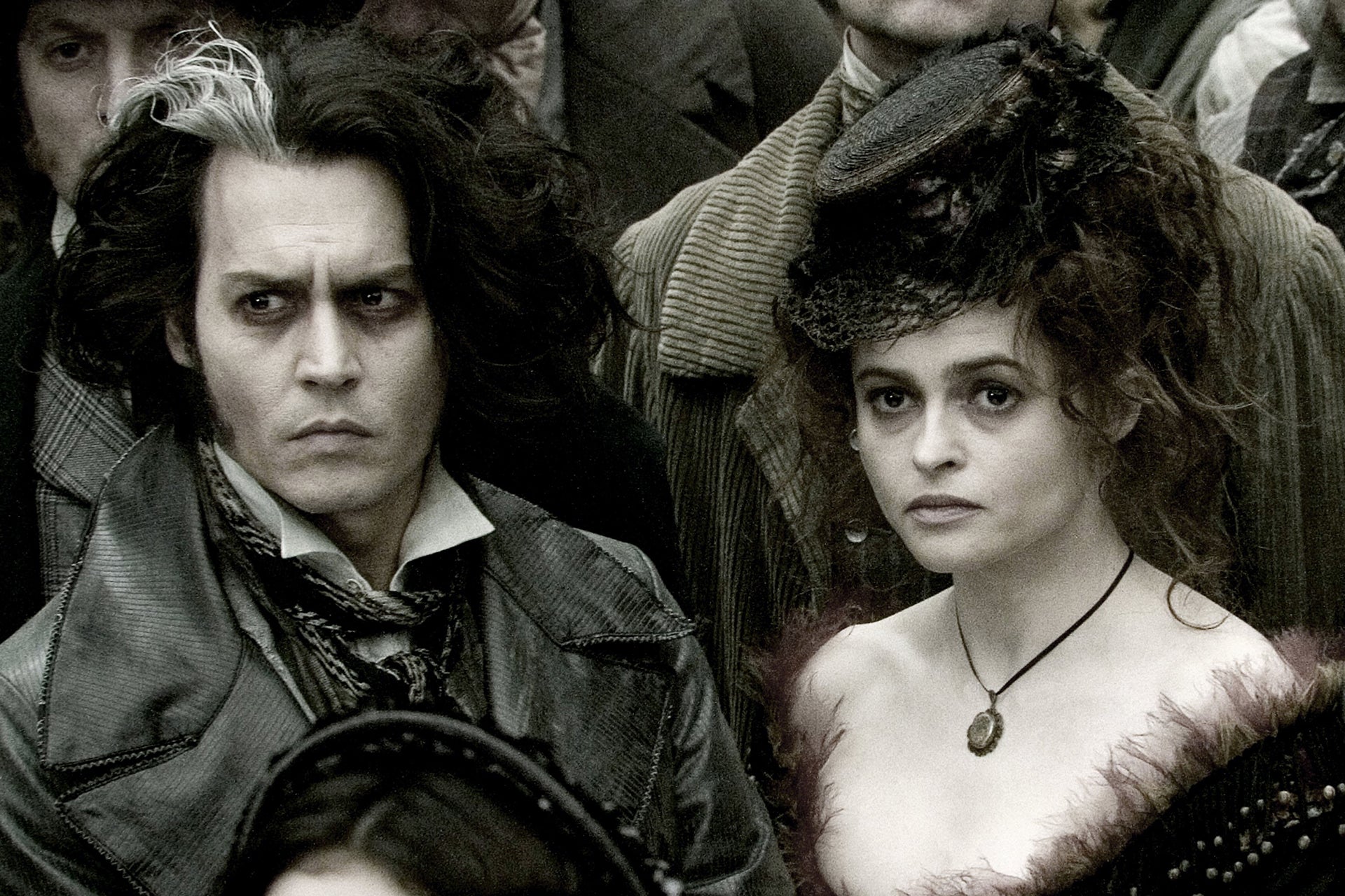 Helena Bonham Carter a Johnny Depp ve filmu Sweeney Todd: Ďábelský holič z Fleet Street, 2007
