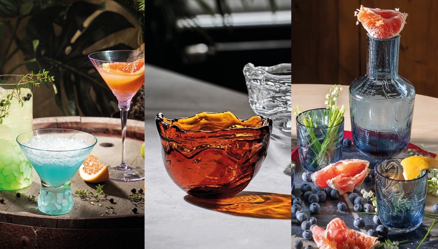 Odlesky jara: barevné sklo jako designový poklad na stole