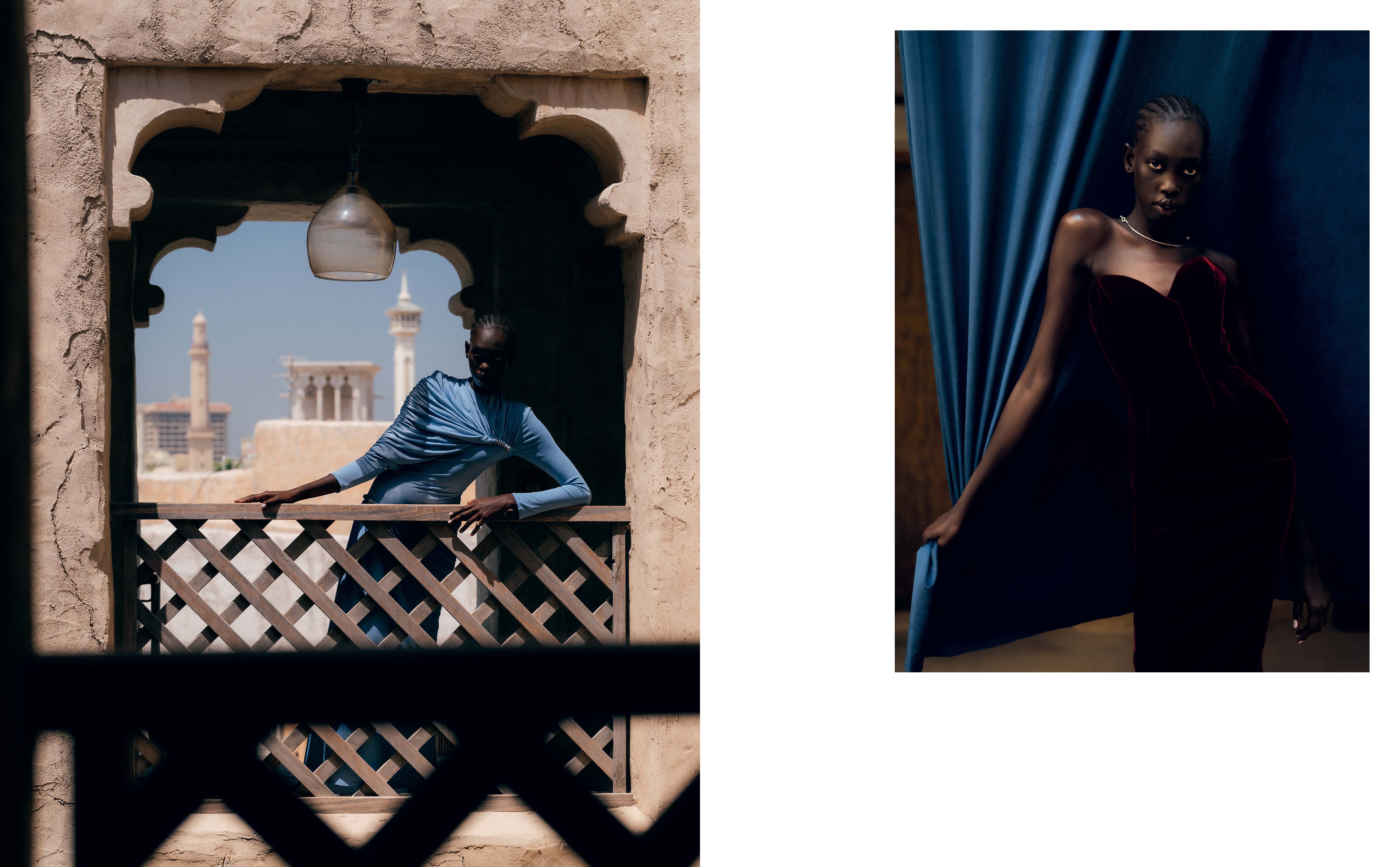 Vlevo: Šaty, CHATS BY C.DAM; prsten, ANNA RUSÍNOVÁ; vpravo: Korzet a sukně, obojí KRISTINA FIDELSKAYA; náhrdelník, BOLD STUDIO Vlevo: Šaty, CHATS BY C.DAM; prsten, ANNA RUSÍNOVÁ; vpravo: Korzet a sukně, obojí KRISTINA FIDELSKAYA; náhrdelník, BOLD STUDIO