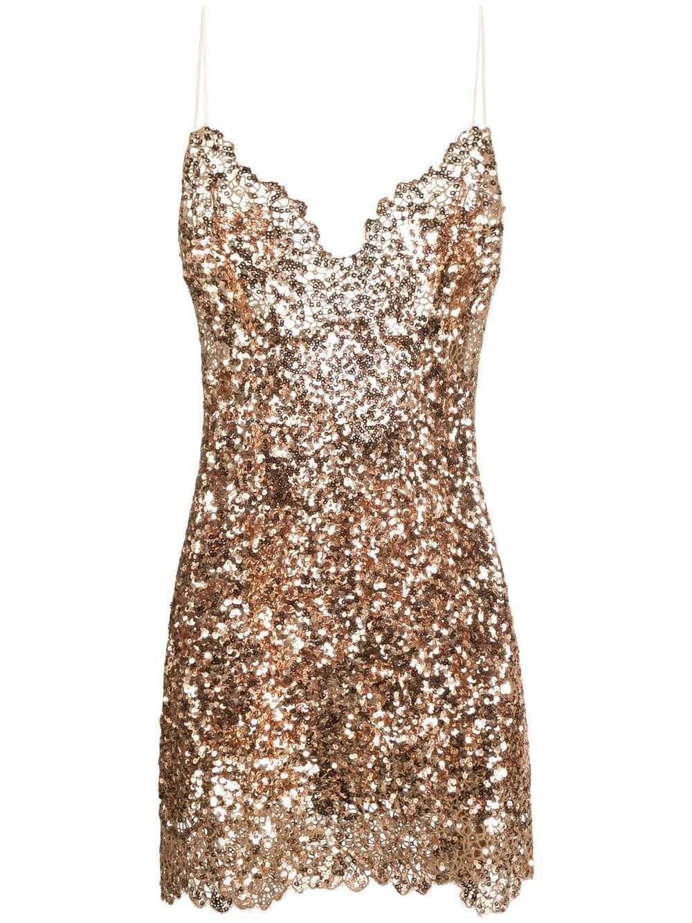 Zlaté šaty pošité flitry Ermanno Scervino , prodává Farefetch, 2,990 €