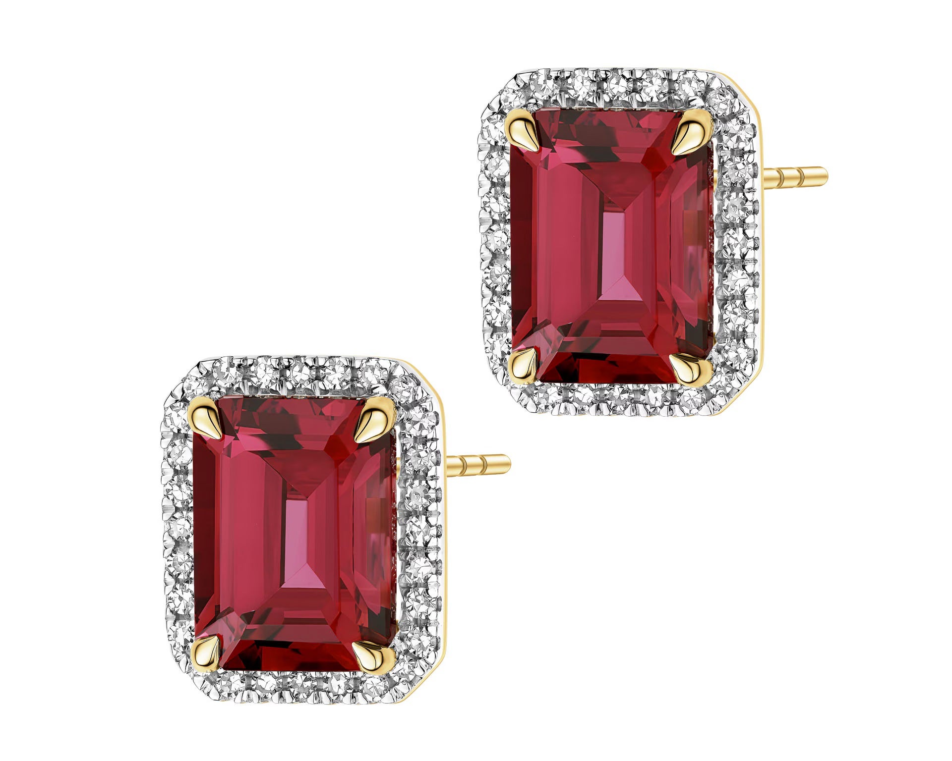 Zlaté náušnice s diamanty a rodolity, APART, 24 990 Kč