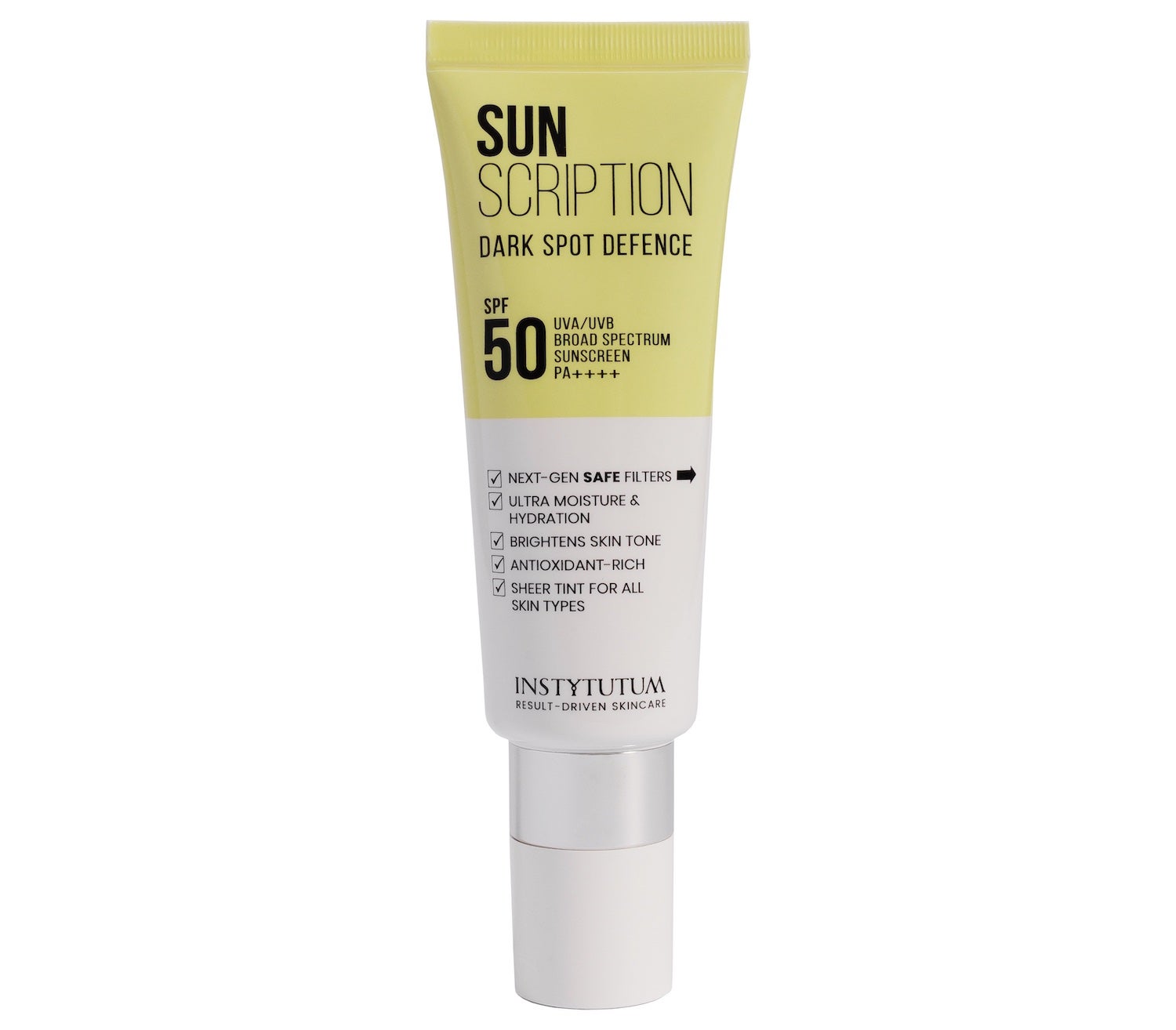 Transparentní tónovaný hydratační krém SUn Scriptioin Dark Spot Defense s SPF 50, INSTYTUTUM, prodává Instytutum, 68 €