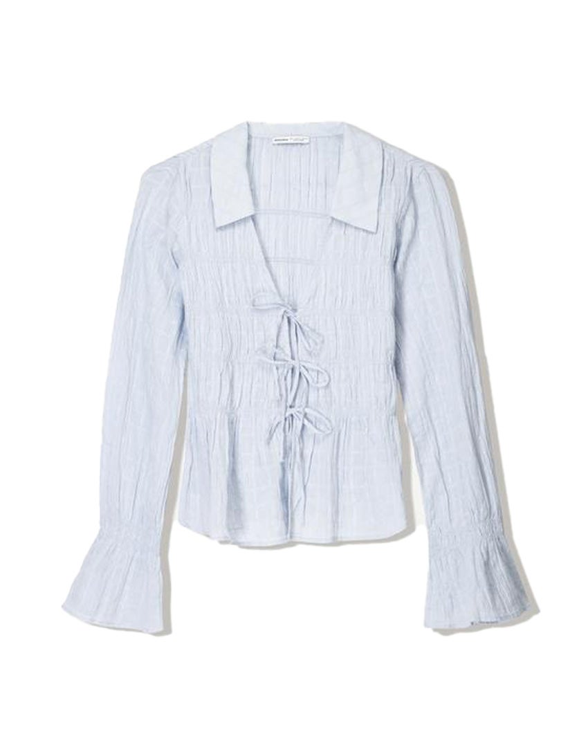 Rustikální košile s nabíráním, BERSHKA, 549 Kč