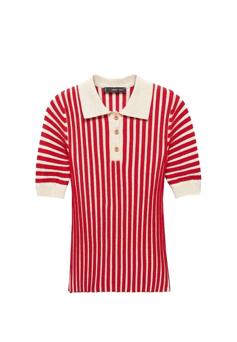 Pruhované triko s límečkem, MANGO,  prodává Zalando, 999 Kč