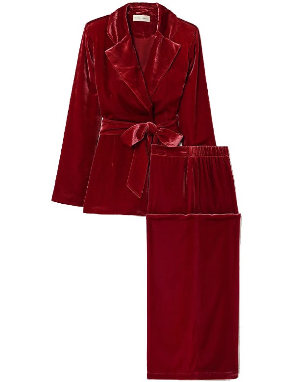 Sametový pyžamový set, OLIVIA VON HALLE, prodává Net-A-Porter, 25 800 Kč