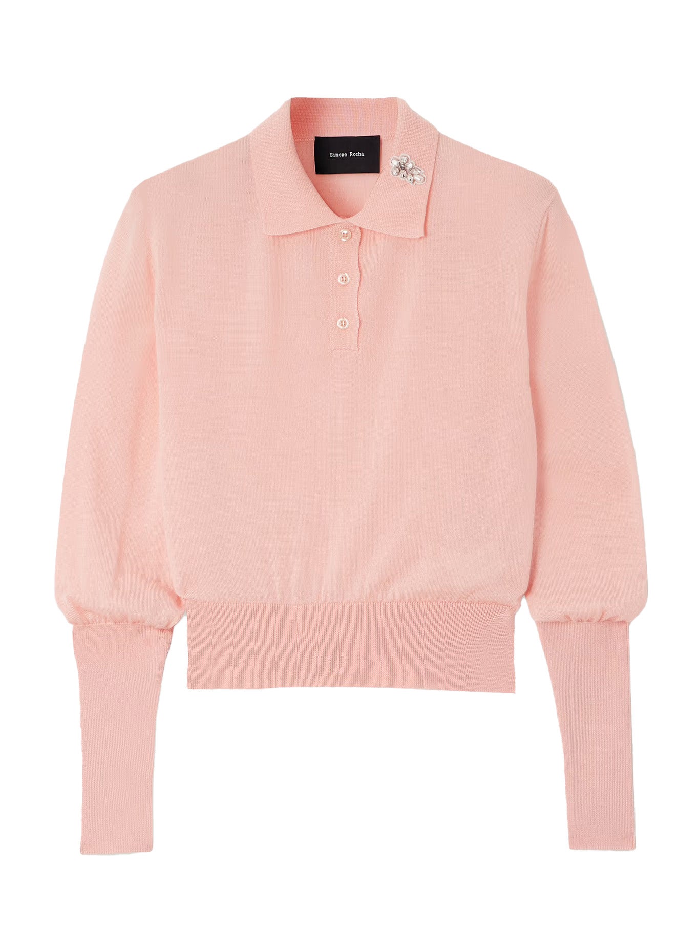 Ozdobný polosvetr ze směsi merino vlny a hedvábí, SIMONE ROCHA, prodává Net-a-Porter, 530 €