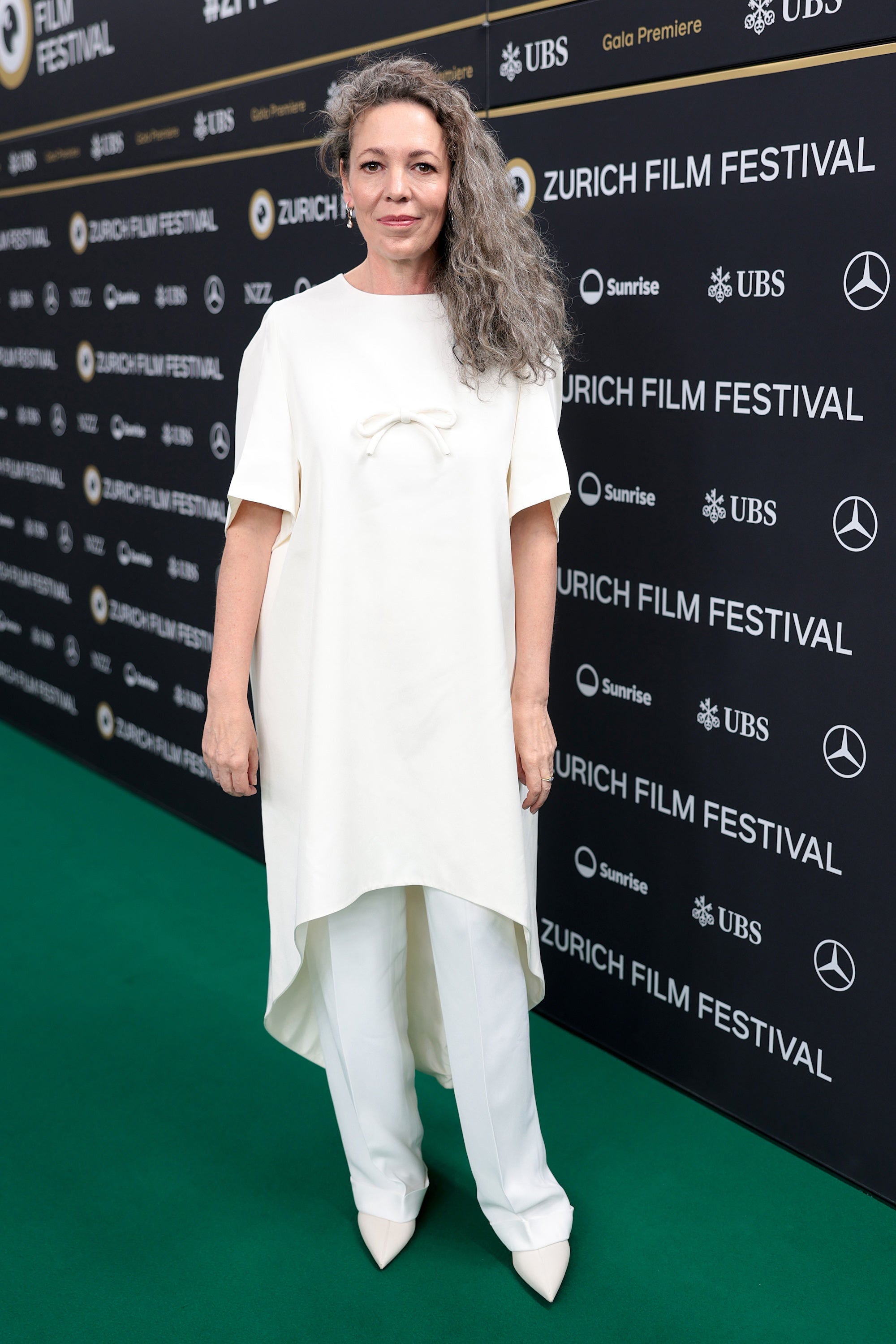 Olivia Colman v kompletu Celine na premiéře filmu Wicker na Zurich Film Festivalu, 29. září 2026